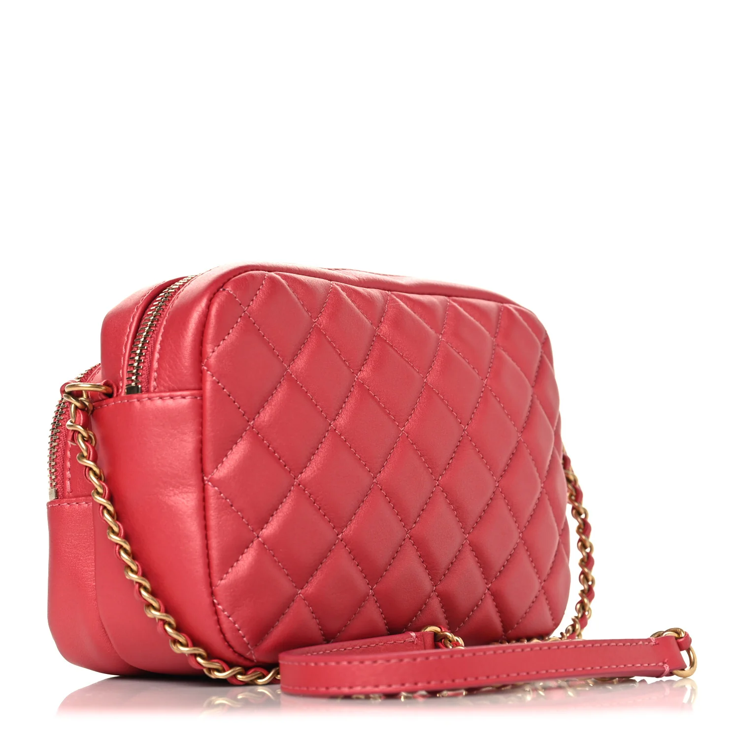 Calfskin Quilted Day Trips Camera Case Pink - Top Club