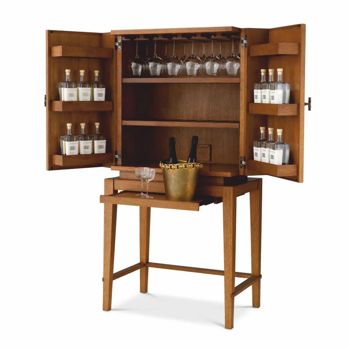 Luxury bar cabinet - wine cabinet with 2 doors brown / bronze H. 167.5 cm - bar furniture