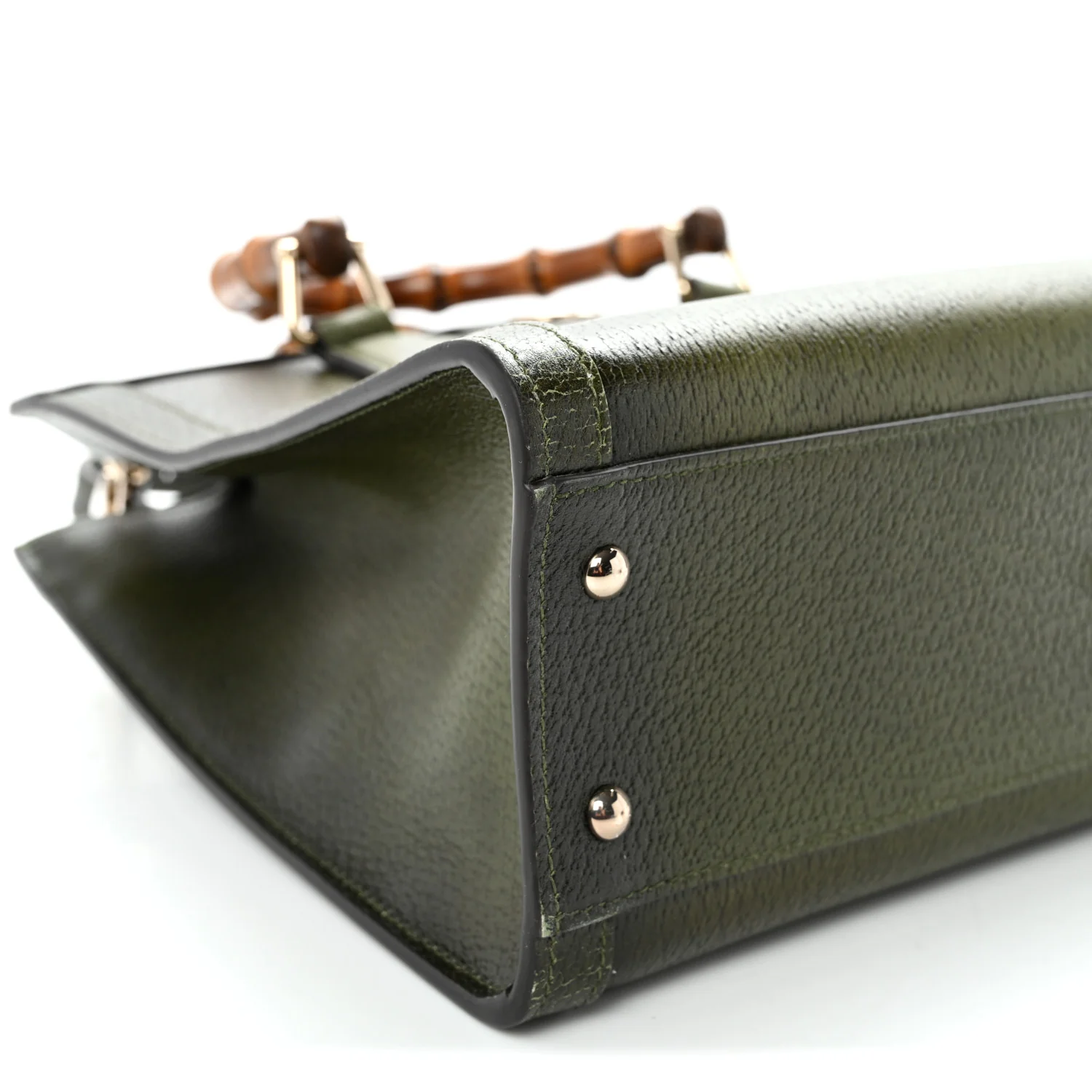 Textured Dollar Calfskin Web Small Diana Tote Bag Green Ombre - Top Club