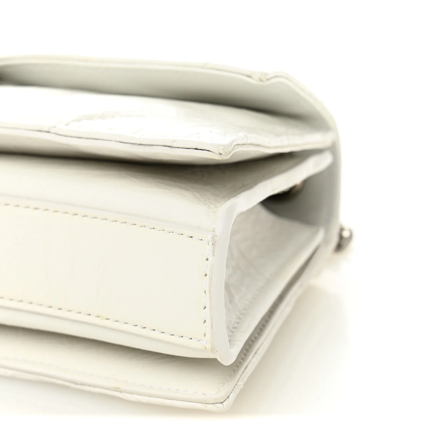 Crushed Calfskin Quilted Small Crush Chain Bag Optic White - Top Club