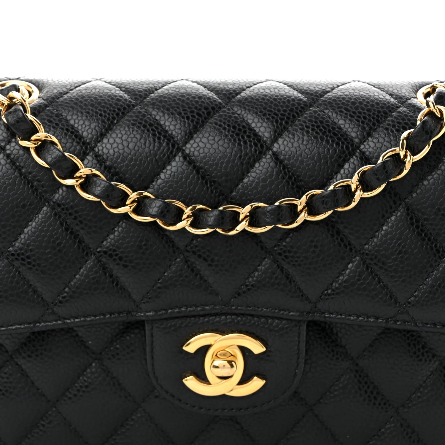 Caviar Quilted Small Double Flap Black - Top Club