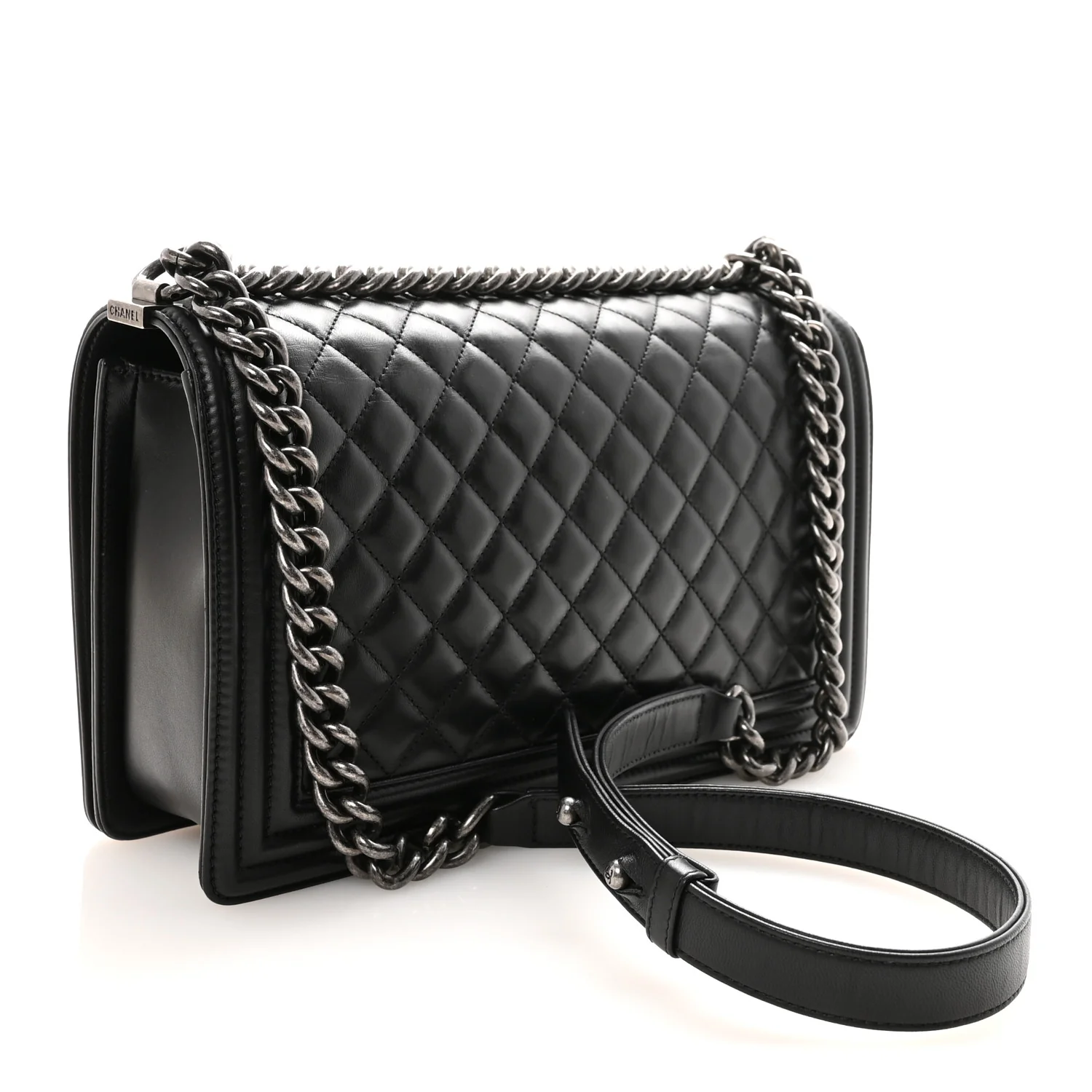 Lambskin Quilted New Medium Boy Flap Black - Top Club