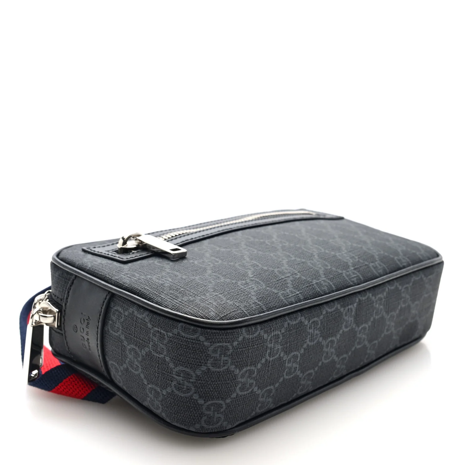 Soft GG Supreme Monogram Web Belt Bag Black Grey - Top Club