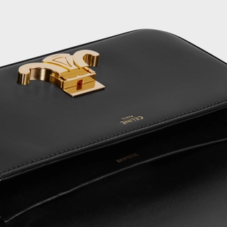 TRIOMPHE SHOULDER BAG IN SHINY CALFSKIN BLACK - Top Club