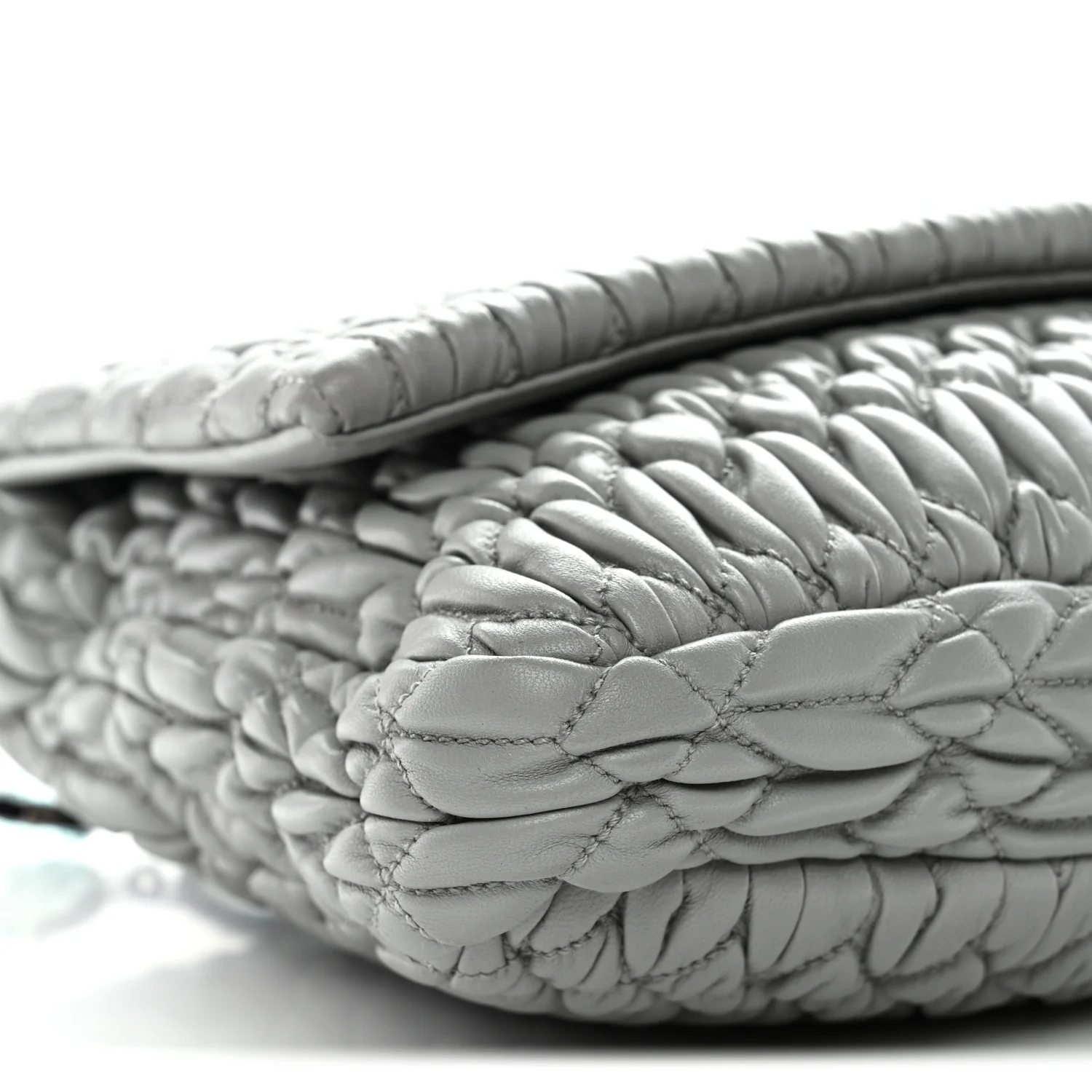 Nappa Matelasse Crystal Flap Clutch Grey - Top Club
