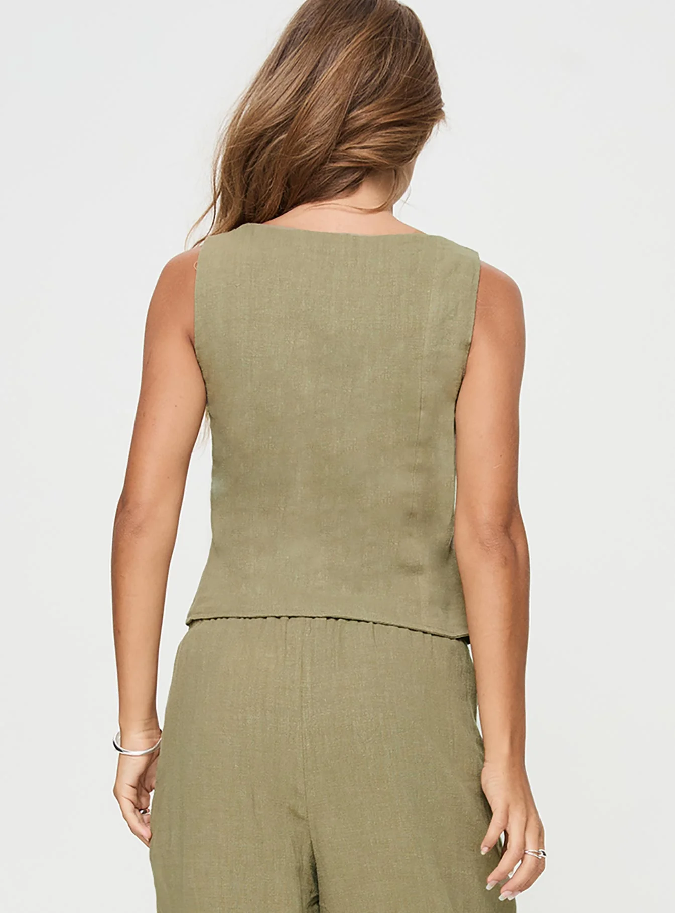 Zenda Linen Blend Top Olive