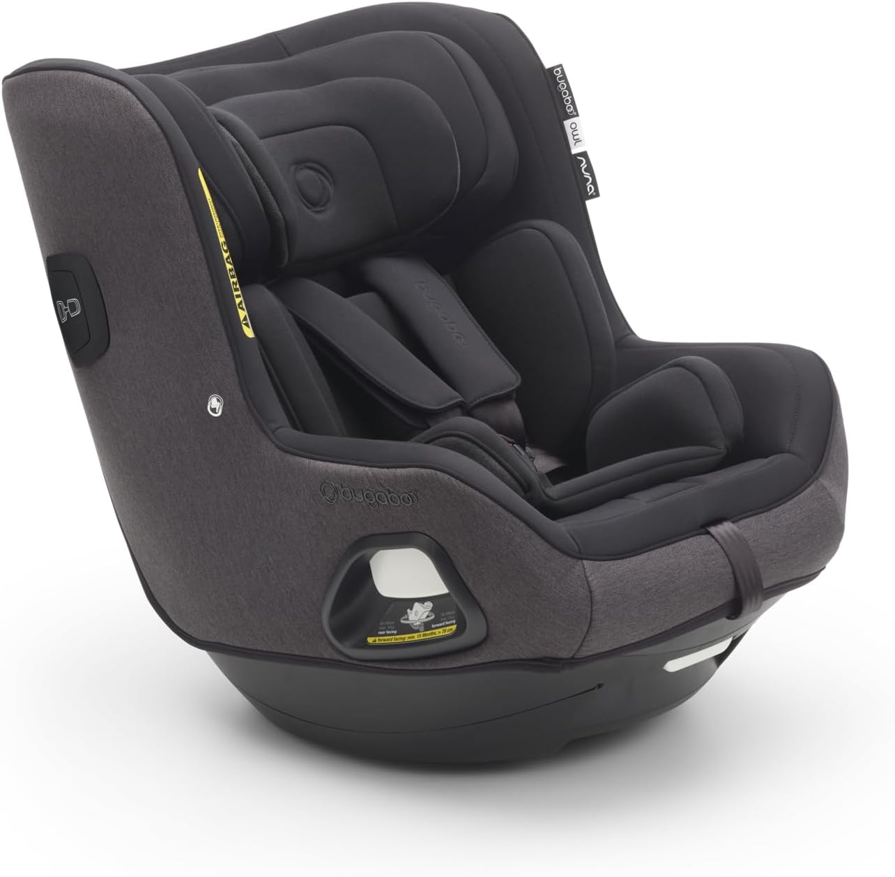 Bugaboo Owl by Nuna Seggiolino Auto da 0 a 4 Anni, 0-18 kg, Rotazione 360 Gradi, Orientamento Fronte Strada o in senso Contrario di marcia, Gruppo 0+/1, Top Comfort, Telaio Rinforzato, Black
