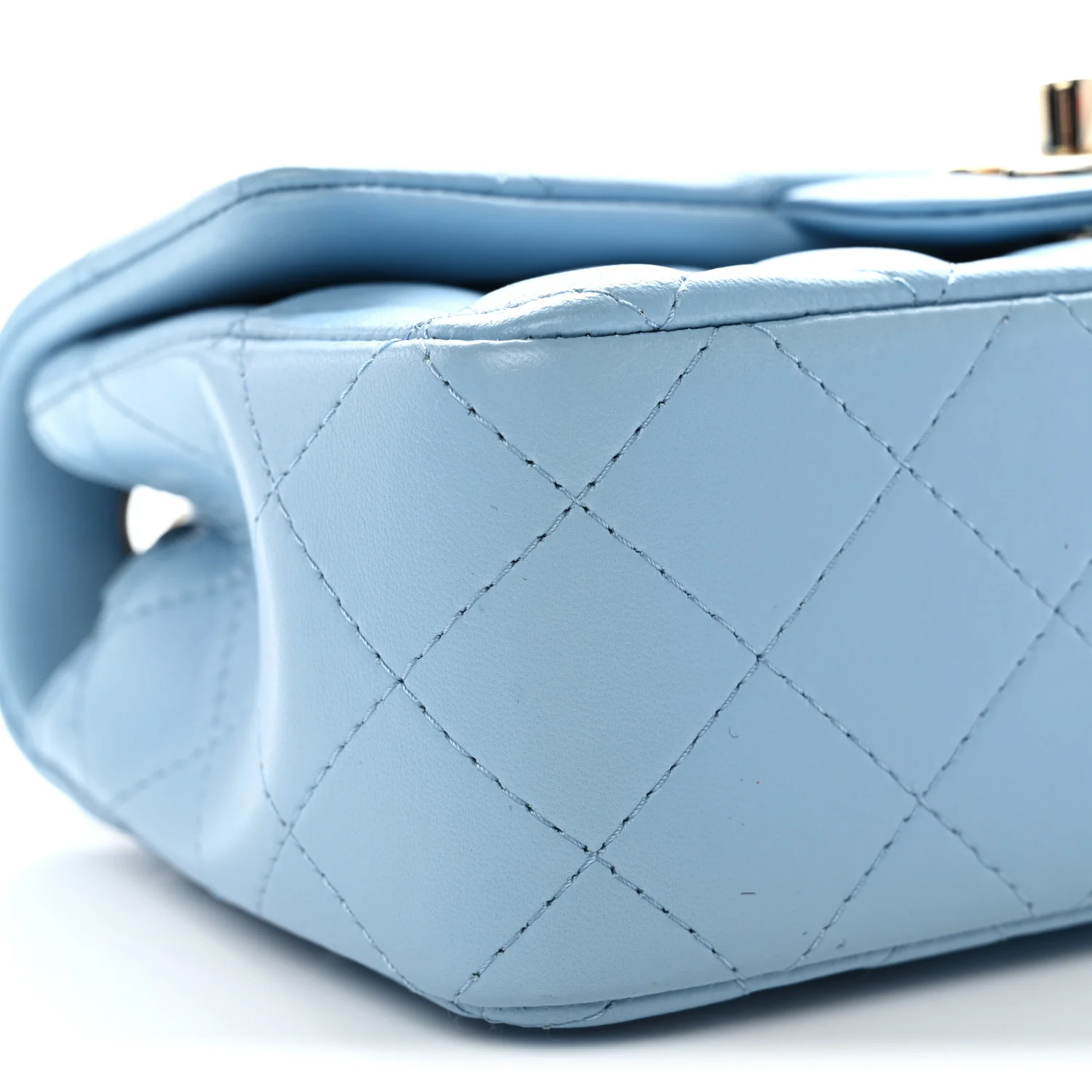Lambskin Quilted Mini Rectangular Flap Light Blue - Top Club