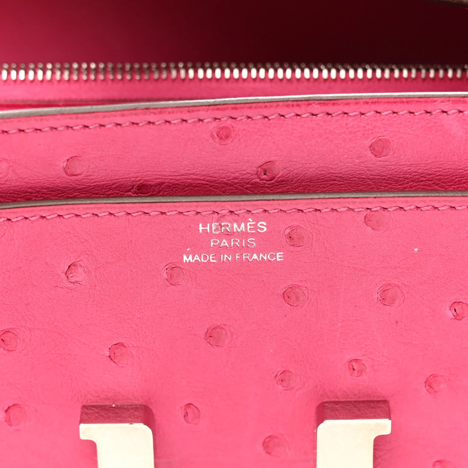 Ostrich Constance Long Wallet Rose Tyrien - Top Club