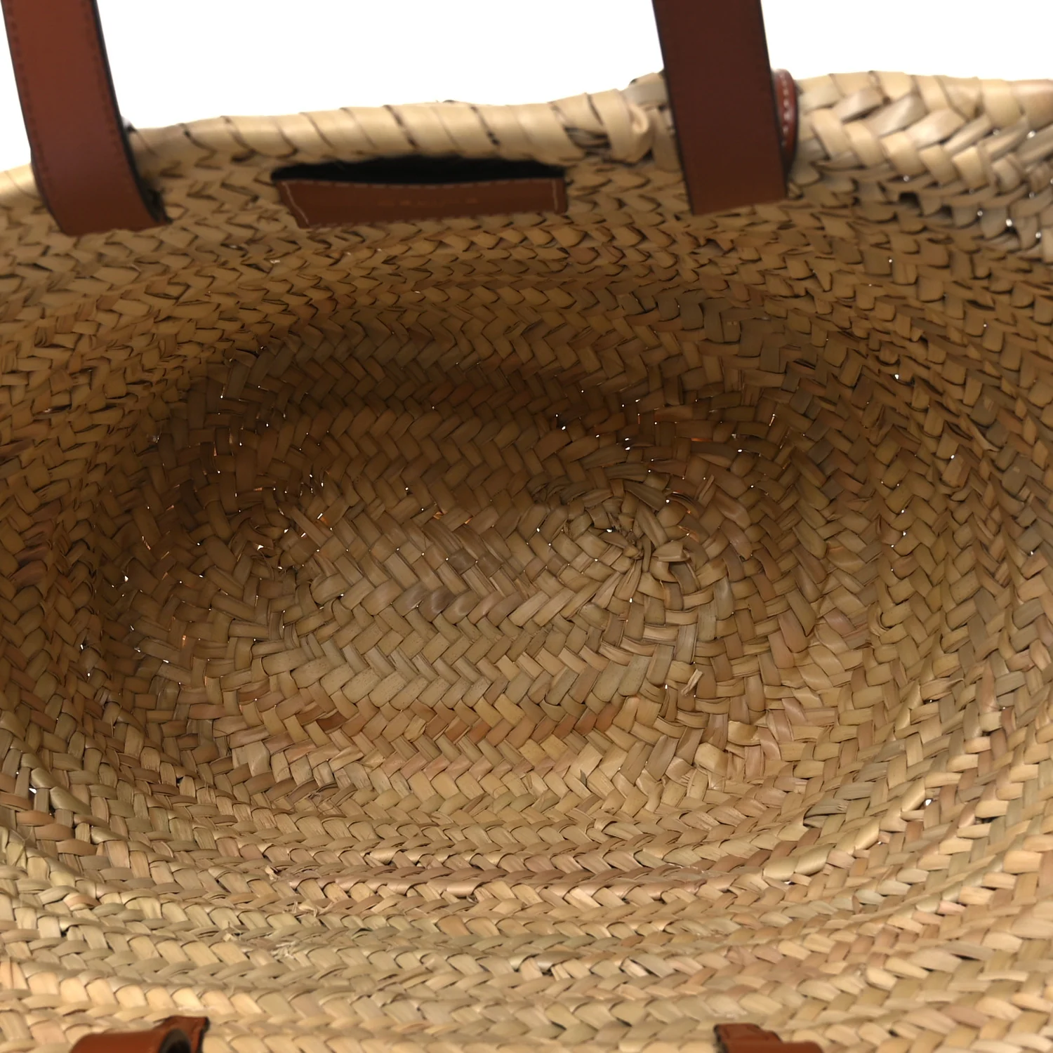 Raffia Calfskin Triomphe Medium Panier Tan - Top Club