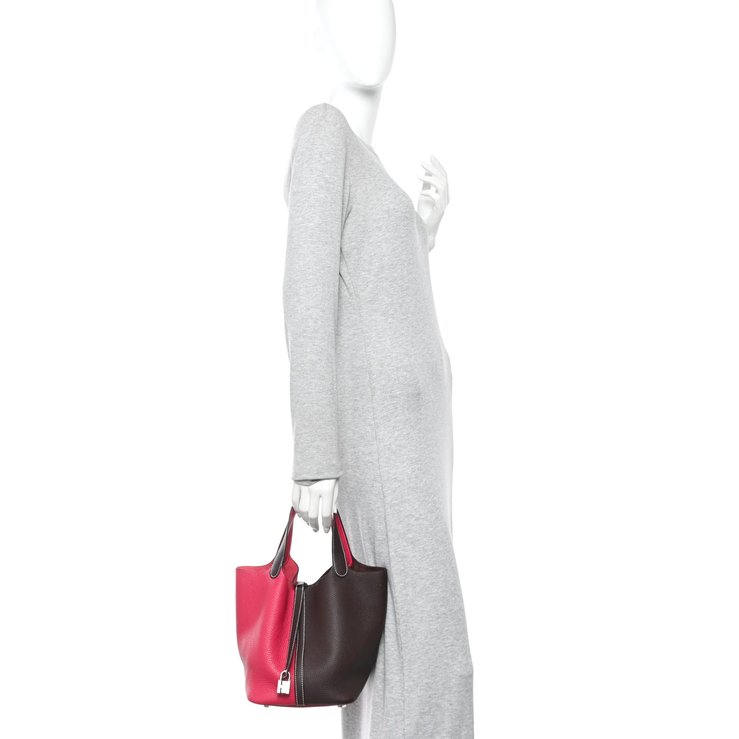 Taurillon Clemence Casaque Picotin Lock 18 PM Rouge Sellier Framboise