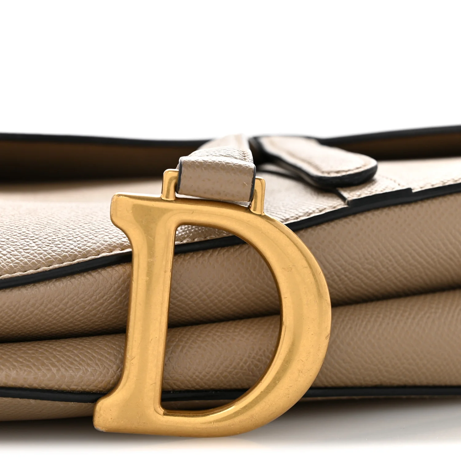 Grained Calfskin Saddle Bag With Strap Taupe - Top Club