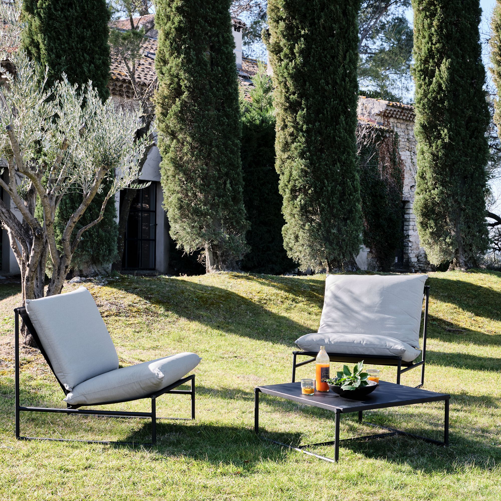 LANTA - Fauteuil de jardin en aluminium - noir