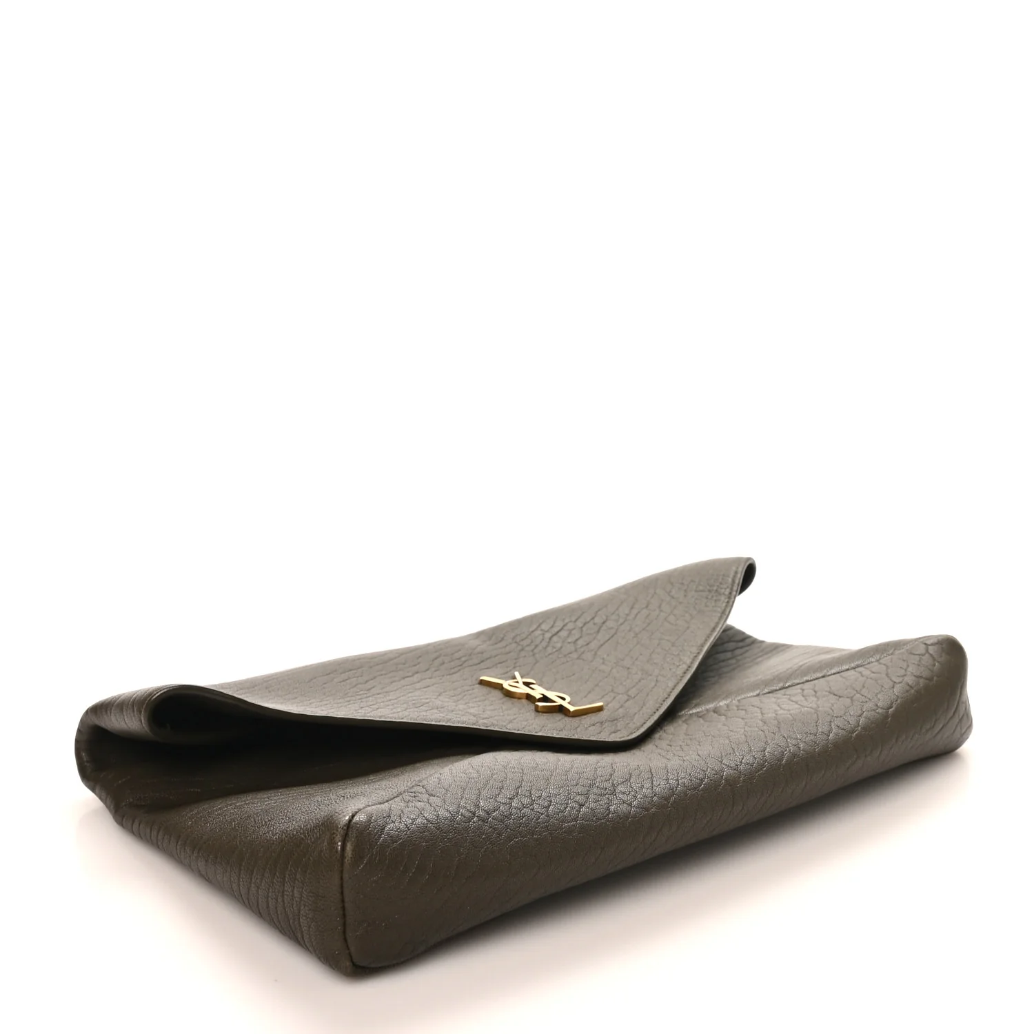 Grained Lambskin Large Cassandre Envelope Pouch Light Musk - Top Club