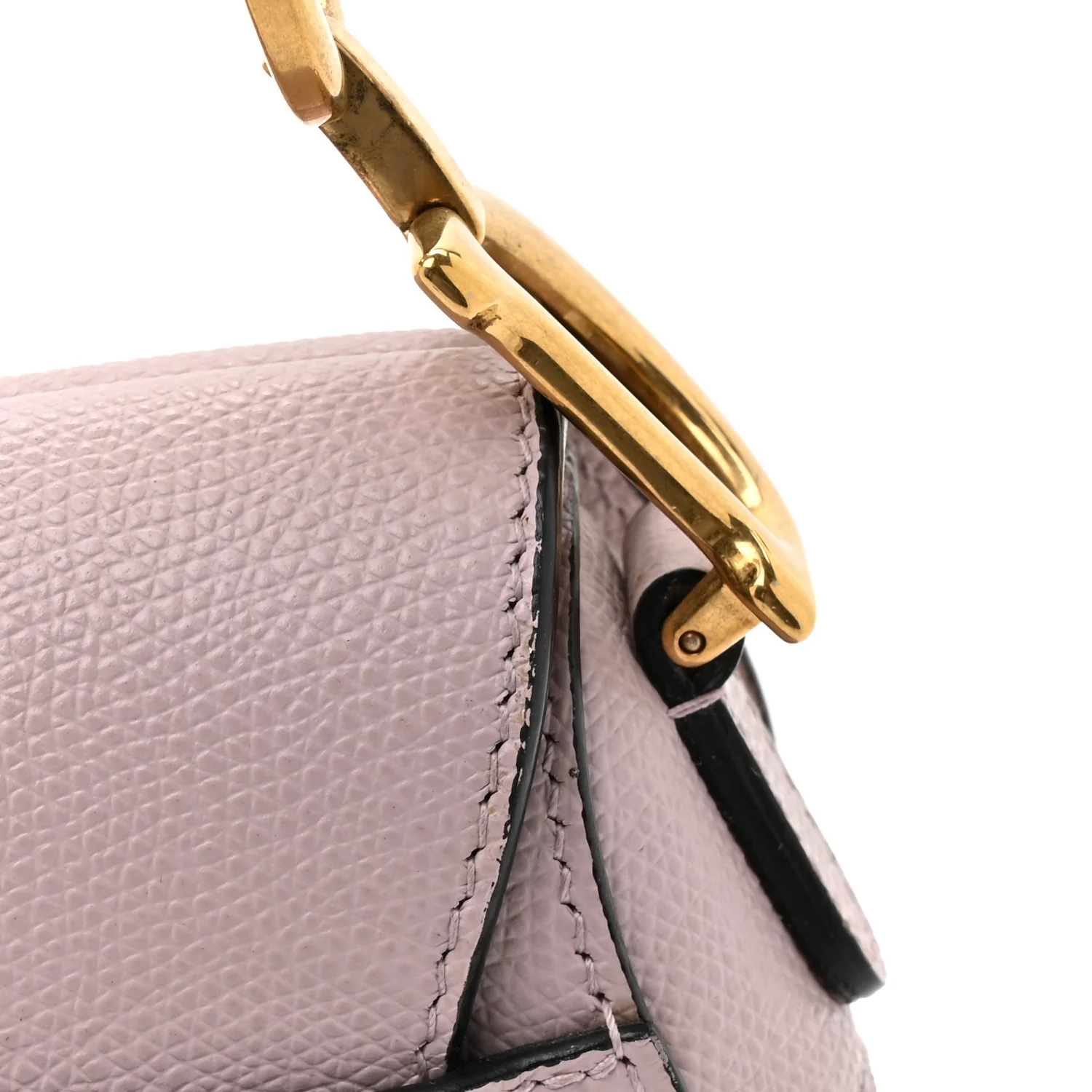 Grained Calfskin Mini Saddle Bag Light Pink - Top Club