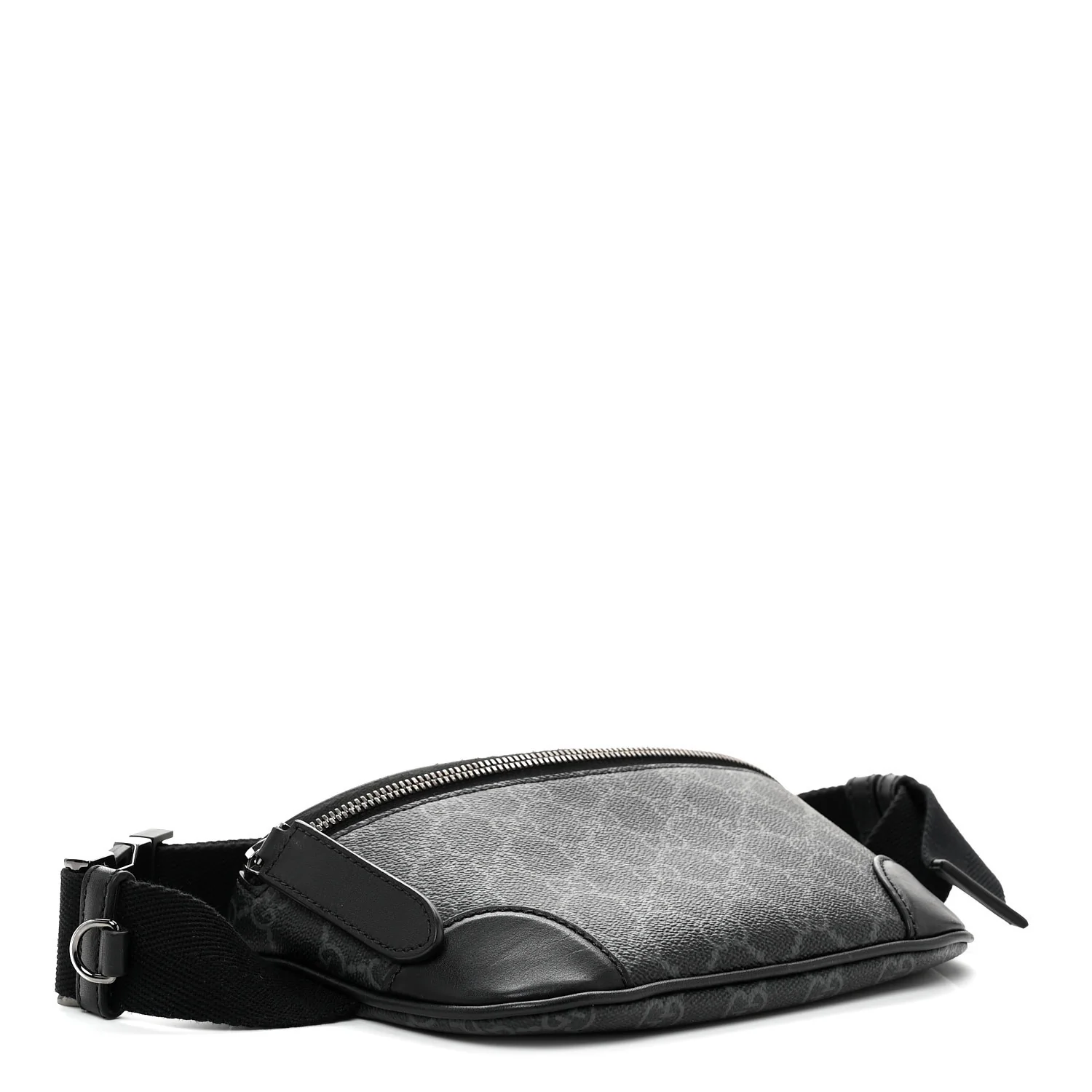 GG Supreme Monogram Emblem Calfskin Small Belt Bag Black Grey - Top Club