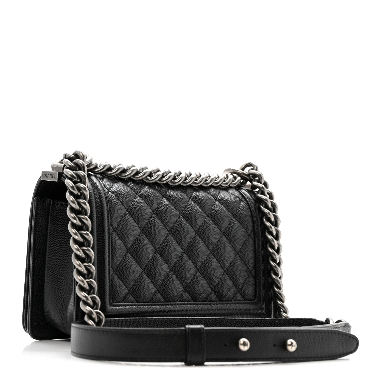 Caviar Quilted Small Boy Flap Black - Top Club