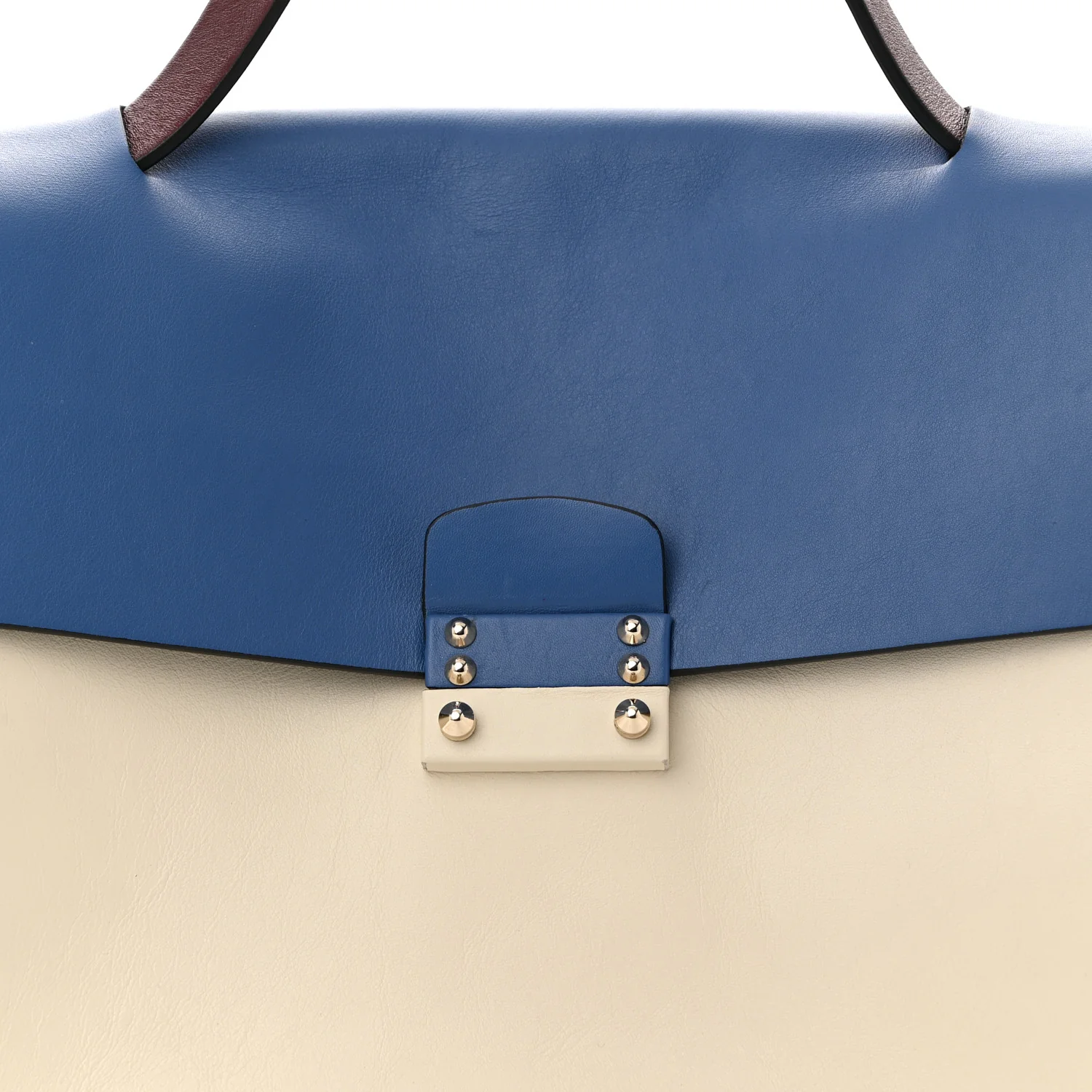 Calfskin Colorblock Mime Single Handle Bag Ruby Marine - Top Club