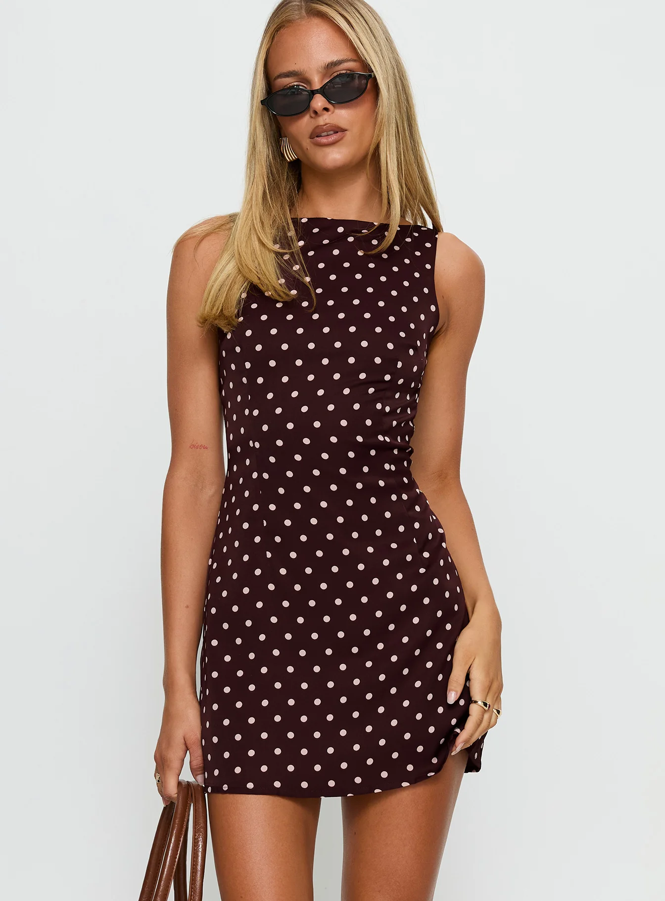 Kherin Boat Neck Romper Wine Polka