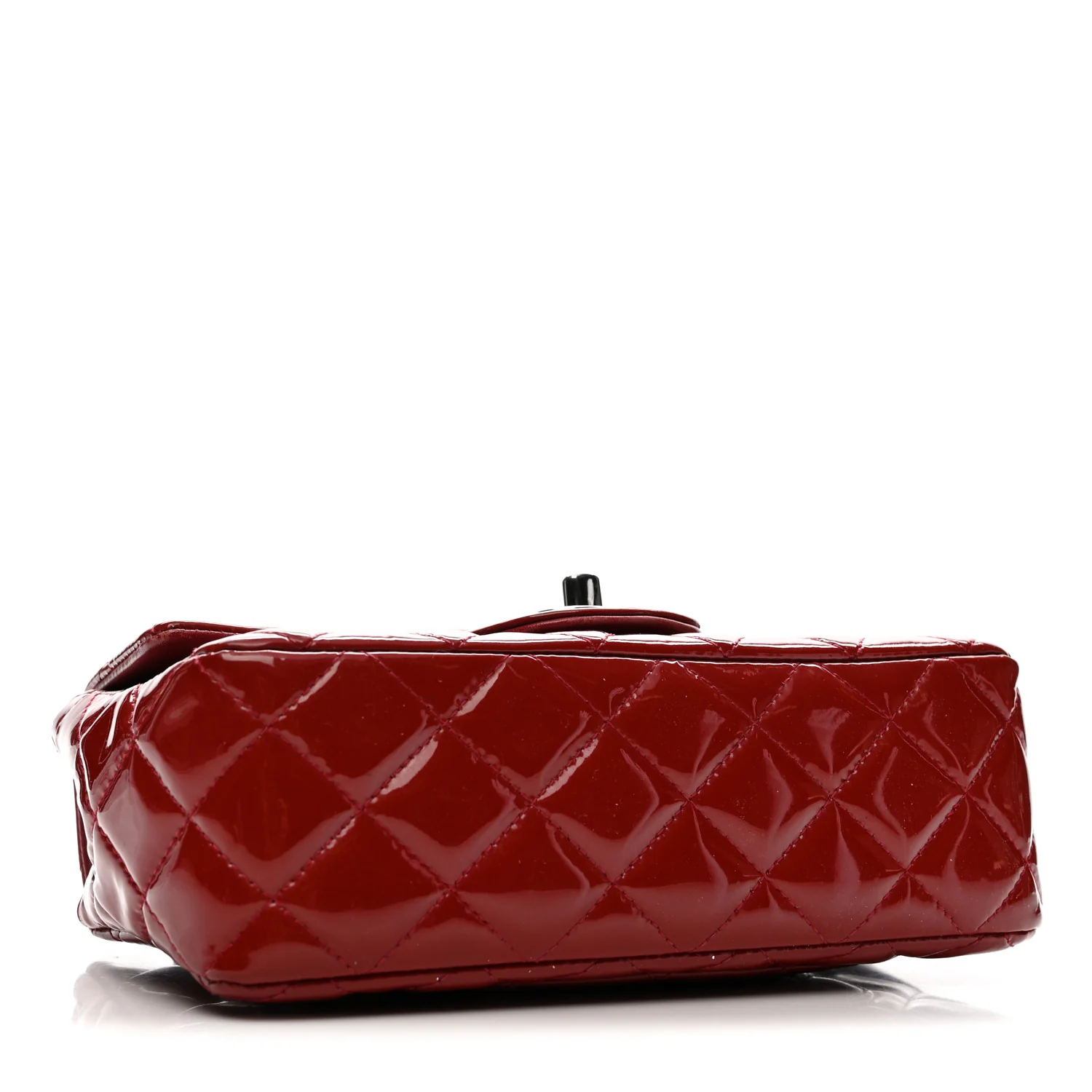 Patent Calfskin Quilted Mini Rectangular Flap Dark Red - Top Club