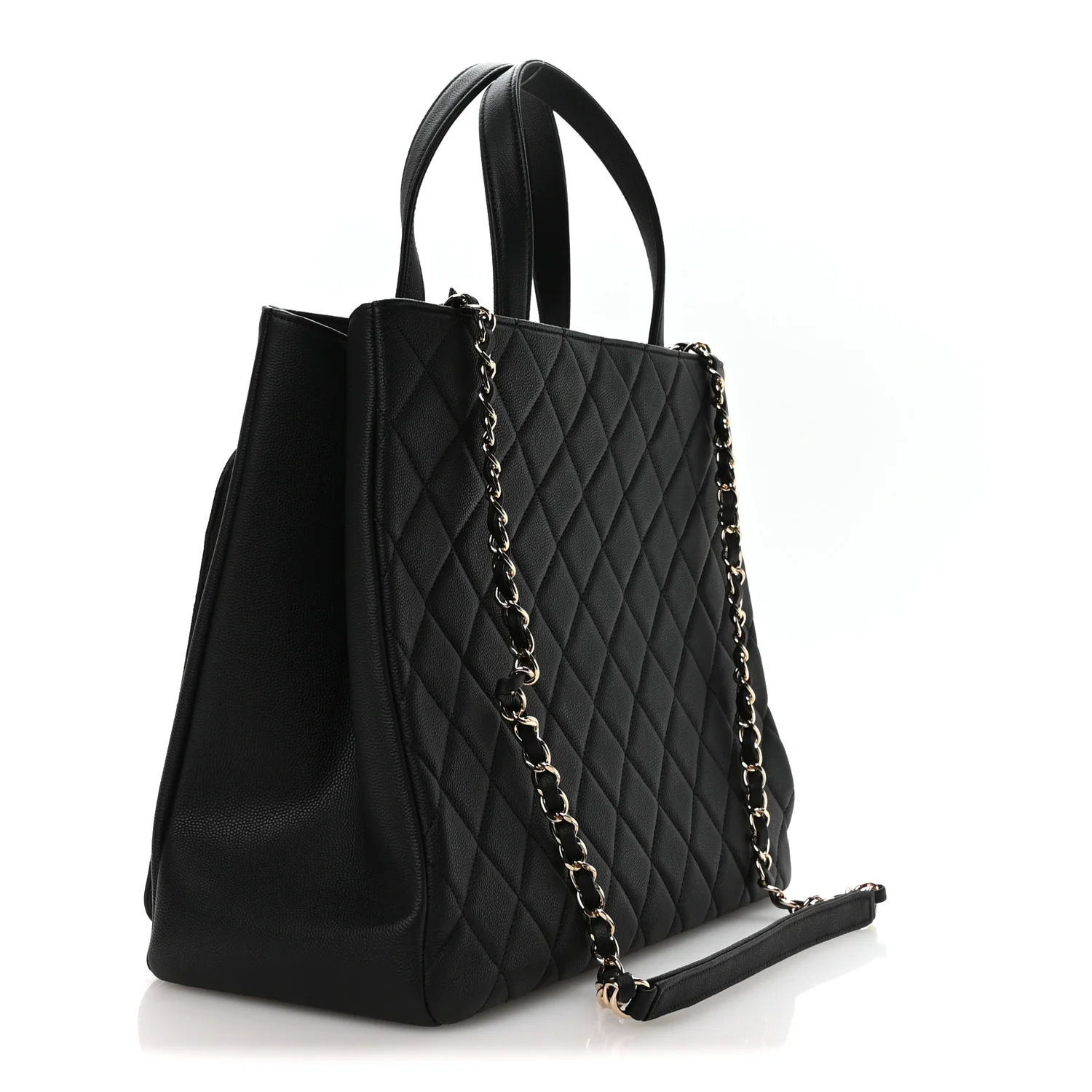 Caviar Quilted Large Business Affinity Shopping Bag Black - Top Club