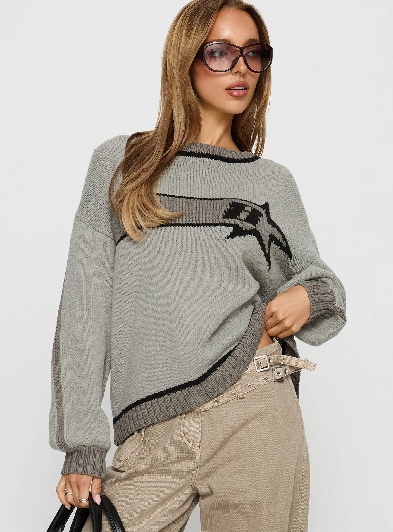 Star Track Graphic Jumper Grey