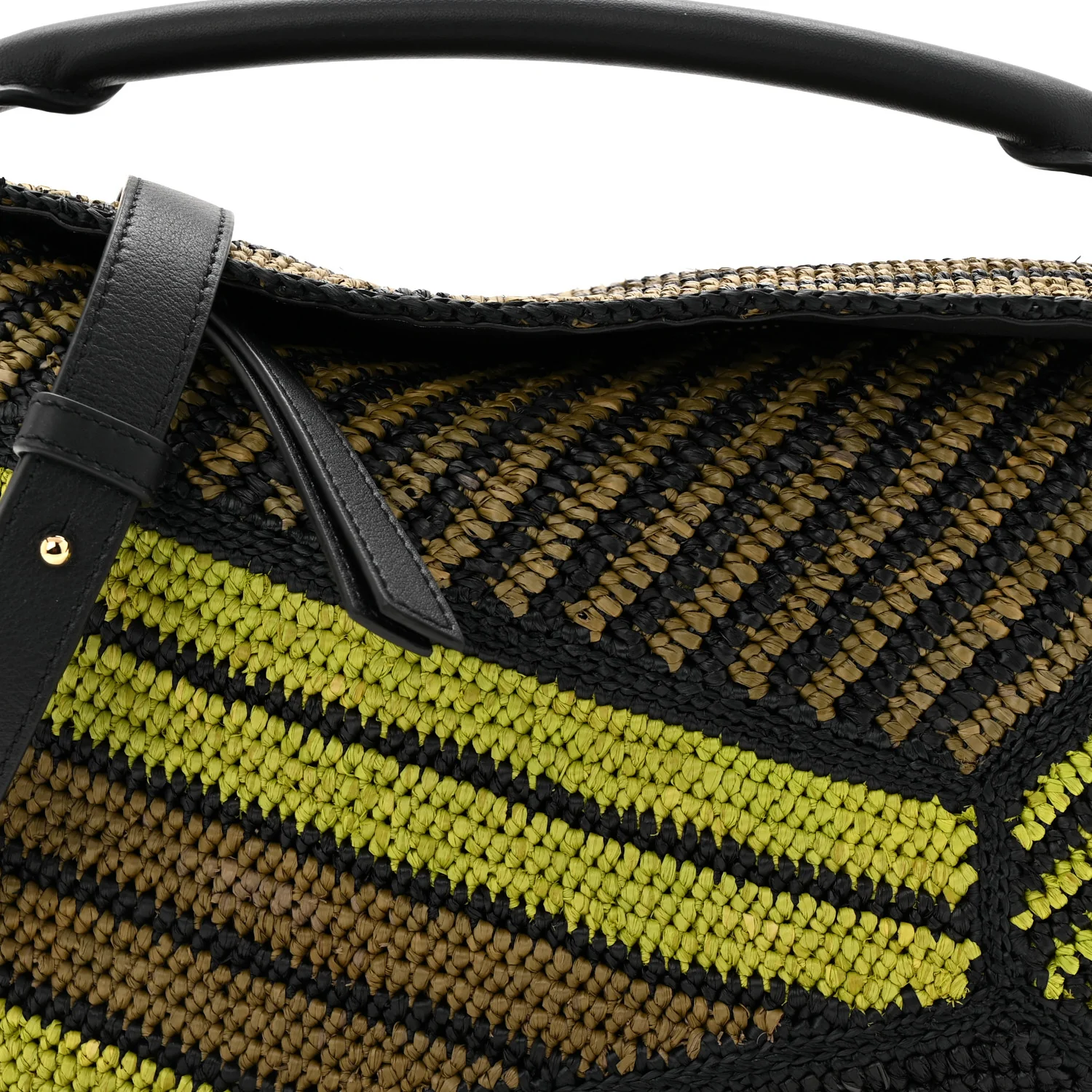 Raffia Calfskin Small Puzzle Bag Anise Olive - Top Club