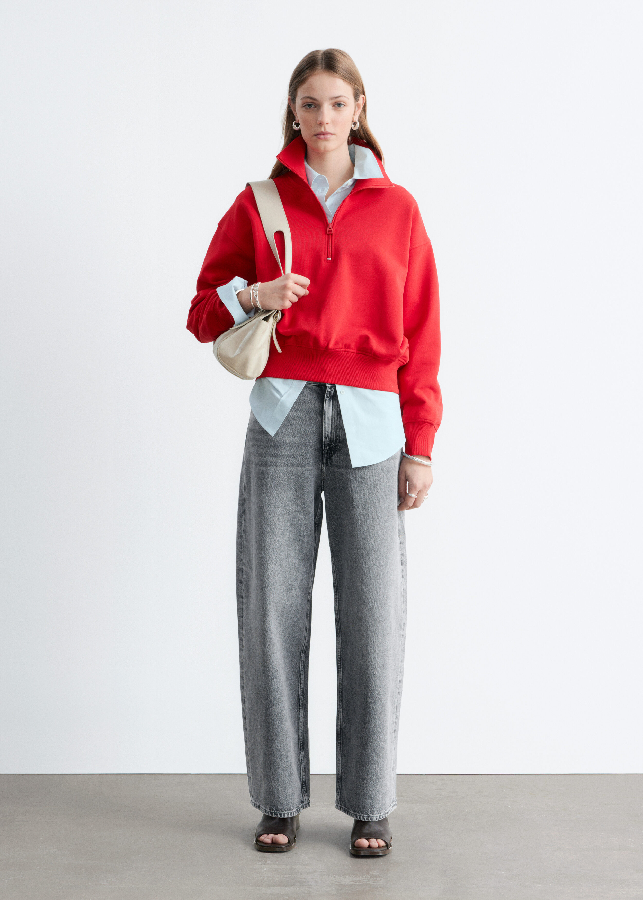& Other Stories FUNNEL-NECK ZIP-UP SWEATSHIRT