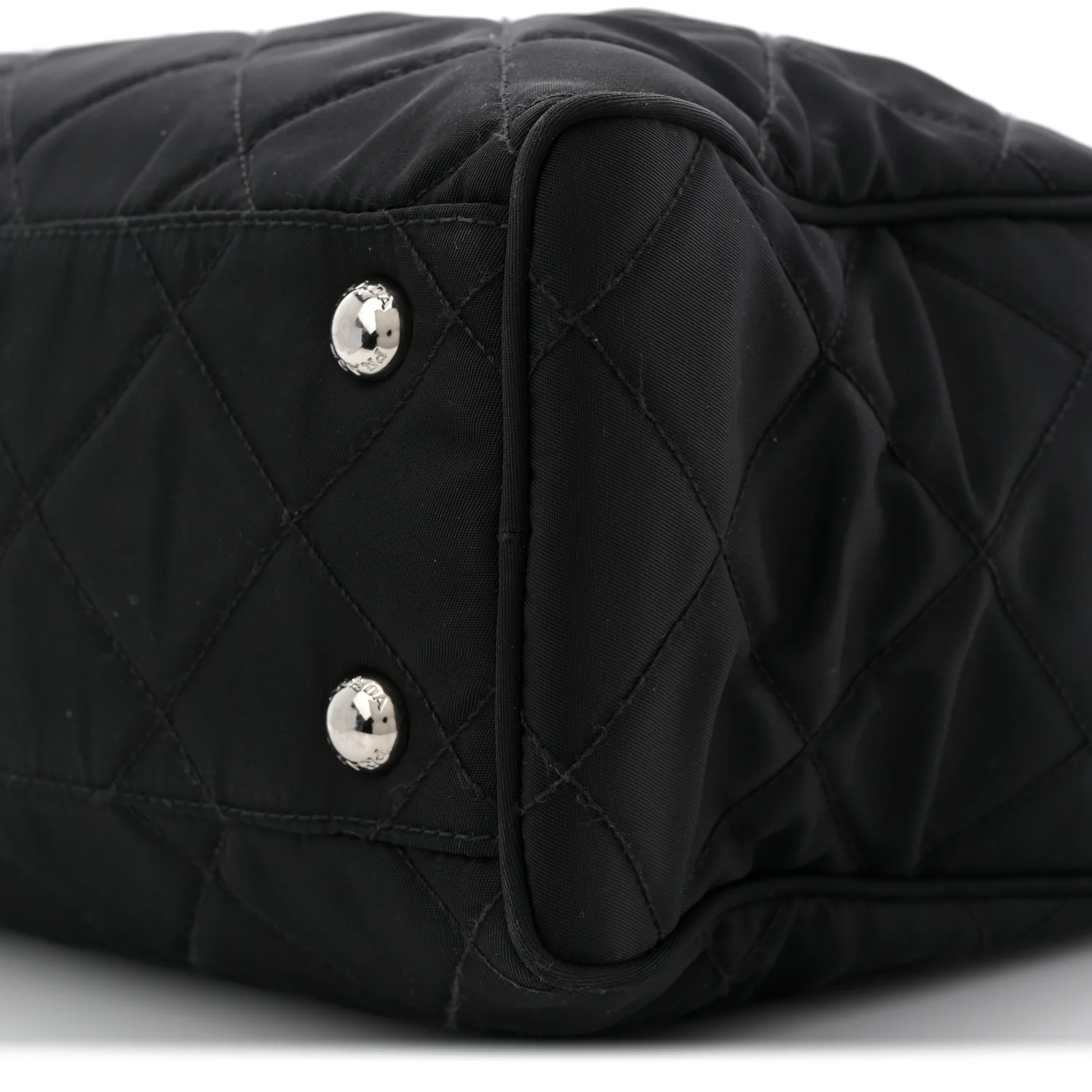 Nylon Tessuto Impuntu Quilted Shoulder Bag Black - Top Club