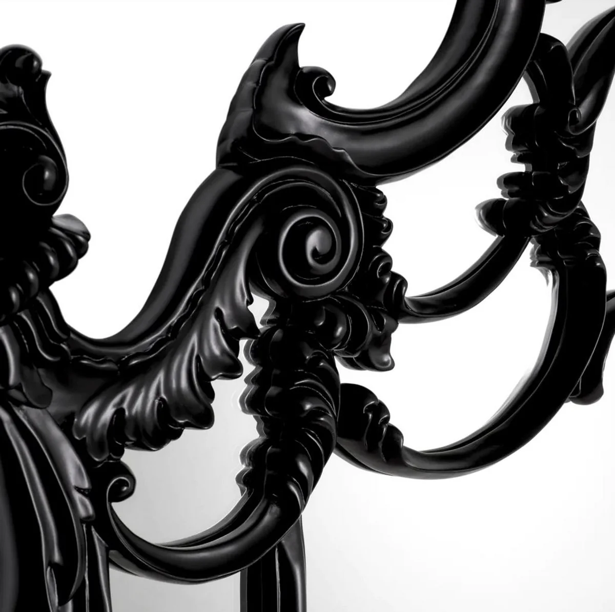 Luxury Baroque Mahogany Mirror Black - Magnificent Baroque style wall mirror made of hand-carved mahogany wood - Luxury furniture in the Baroque style - Magnificent Baroque furniture - Noble & magnificent