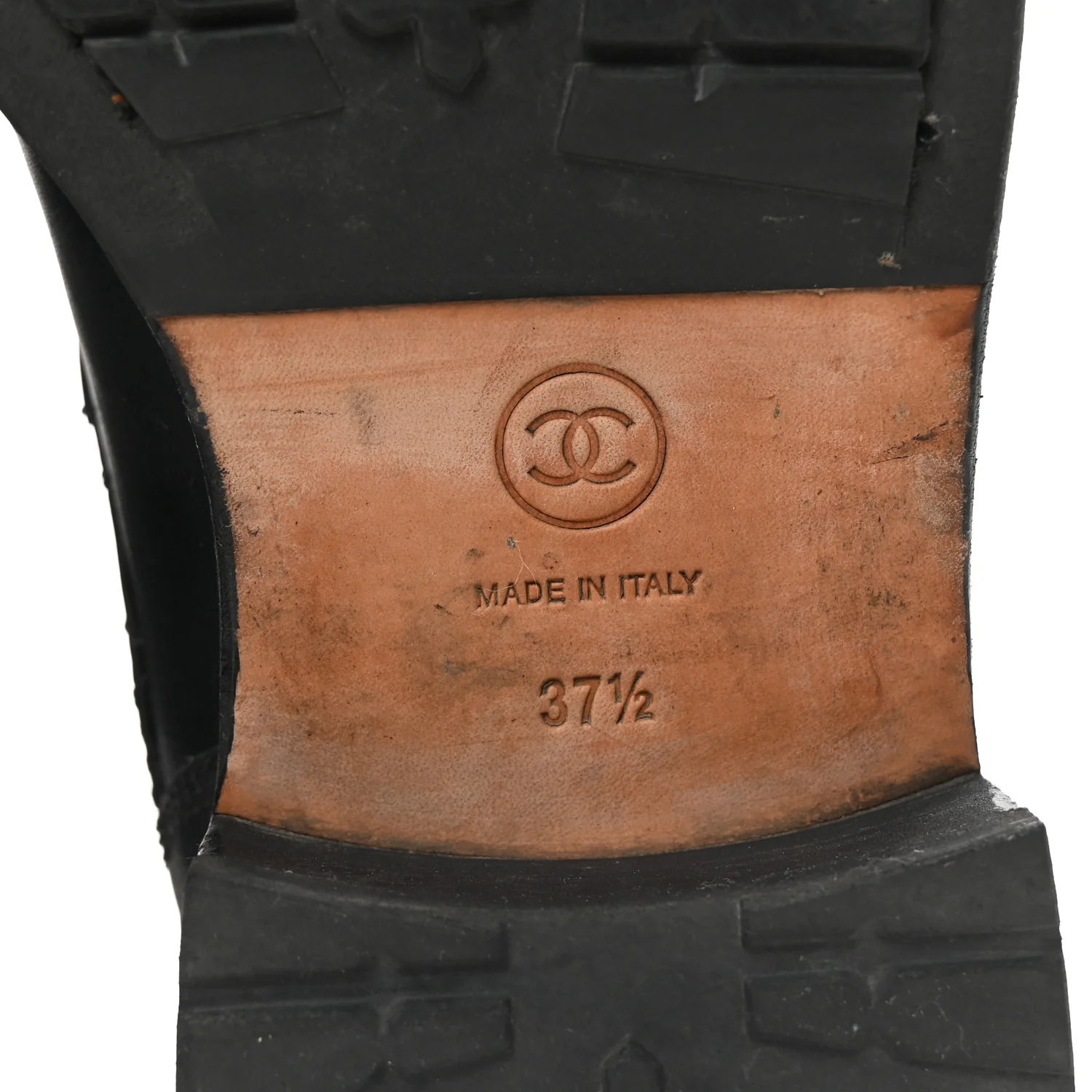 Calfskin Quilted Lace Up Combat Boots 37.5 Black - Top Club