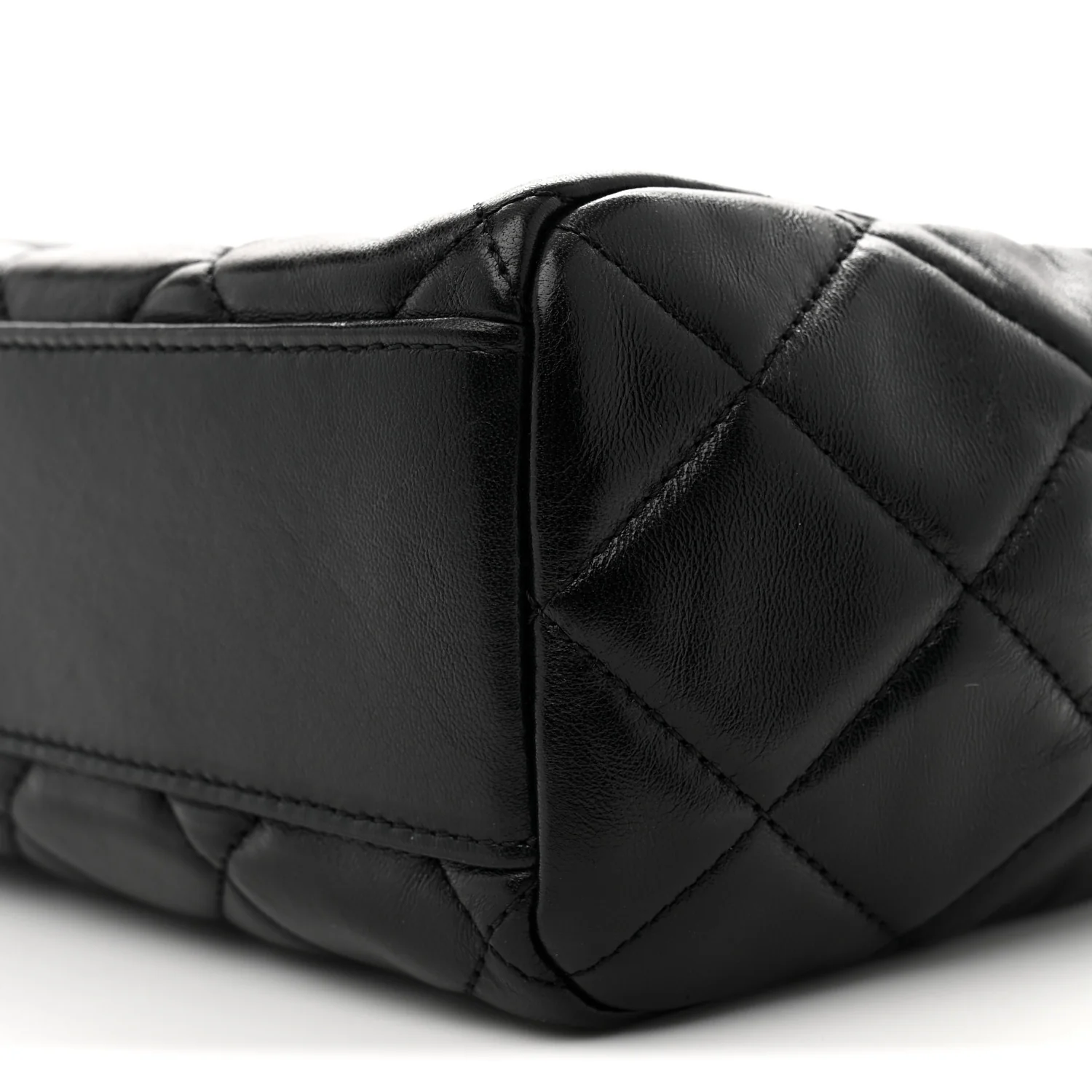 Shiny Calfskin Quilted Fancy Jewel Tote Bag Black - Top Club