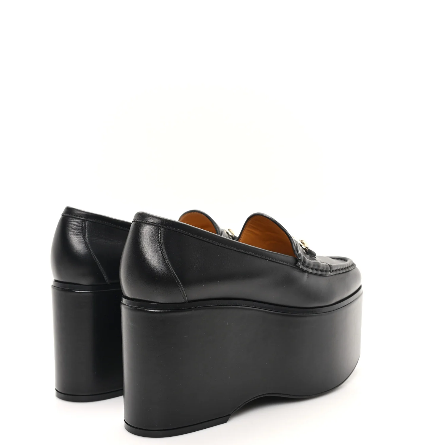 Ancora Calfskin Womens Horsebit Platform Loafers 39 Black - Top Club