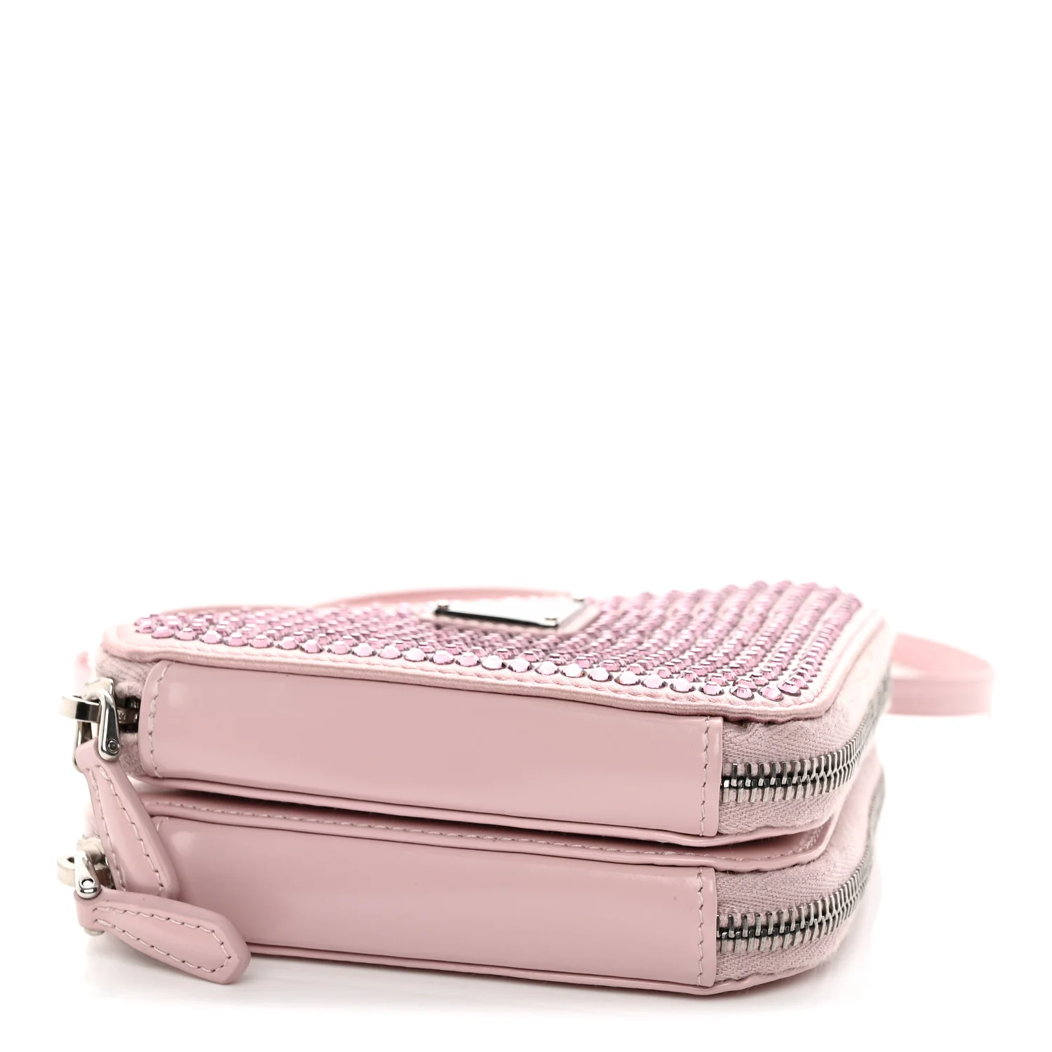 Satin Crystal Mini Triangle Crossbody Pouch Alabastro - Top Club