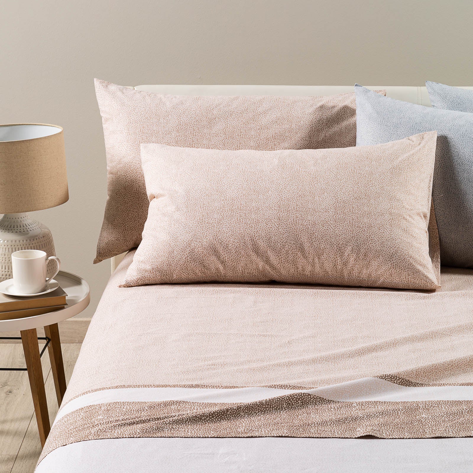 Complete French Nevada Cotton sheet 2 natural caleffi pillowcases