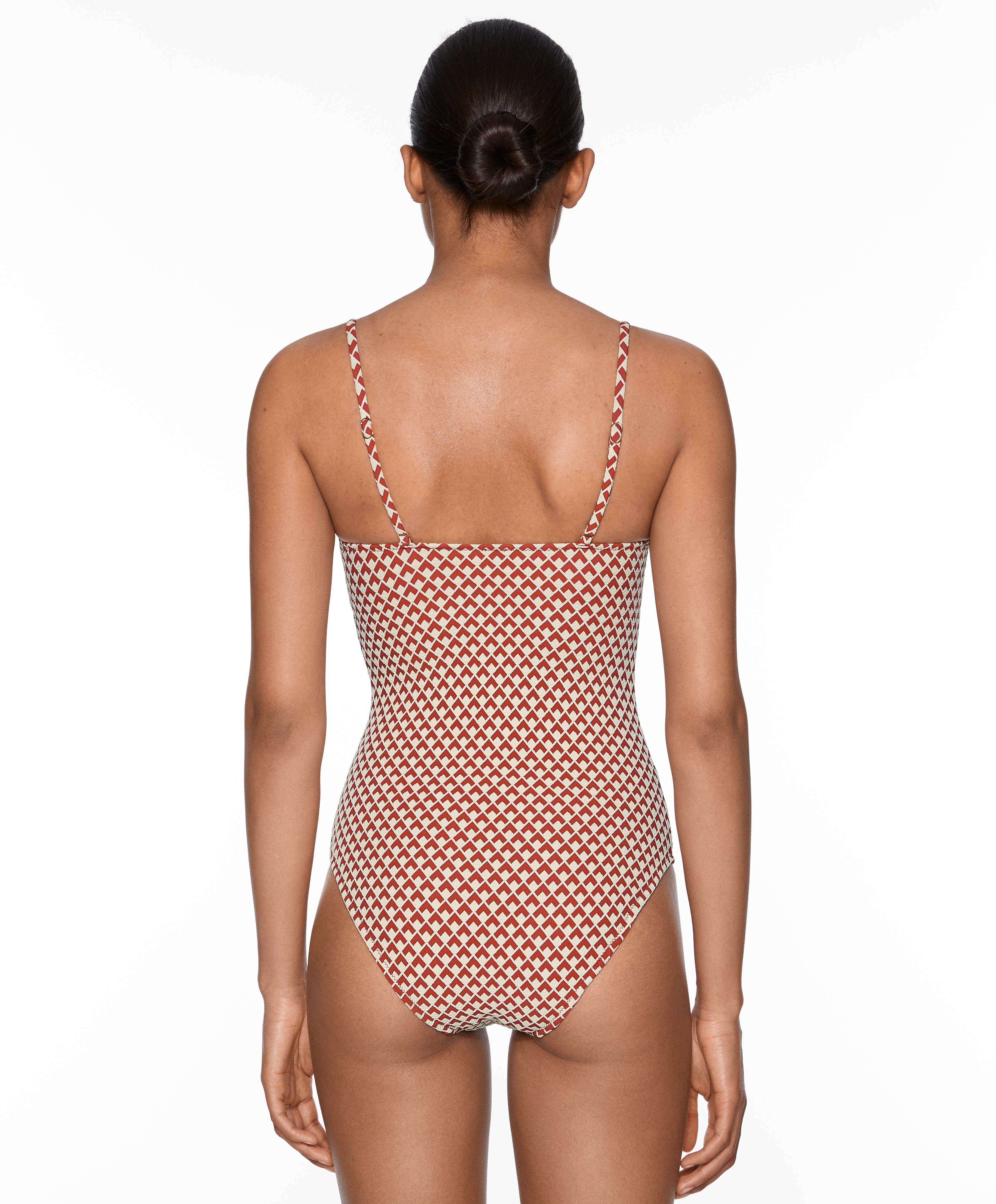 OYSHO Geometric jacquard V-notch neckline swimsuit