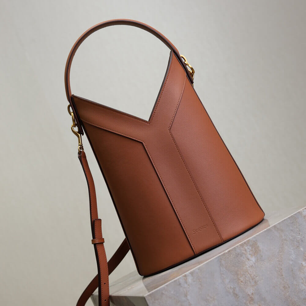 YSL Y top-handle bucket in leather(HIGH-END GRADE) - Top Club