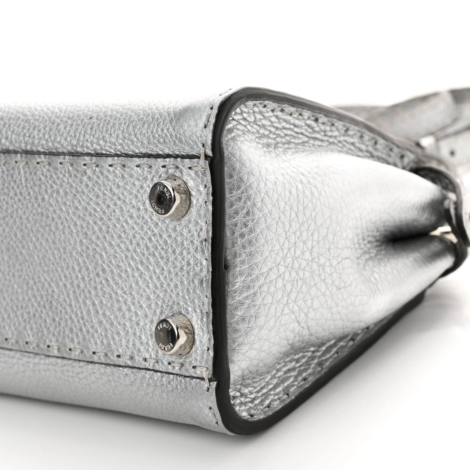 Cuoio Romano Lux Selleria Mini Peekaboo Iconic Satchel Argento - Top Club