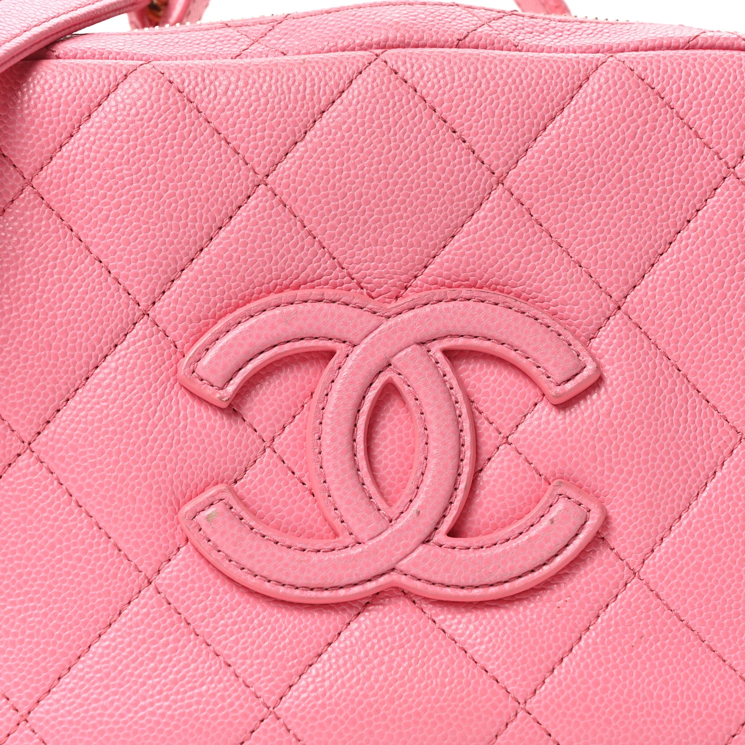 Caviar Quilted CC Small Top Handle Vanity Case Pink - Top Club