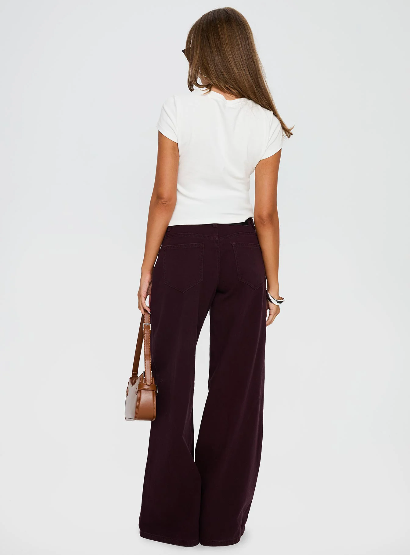 Big News Mid Rise Wide Leg Jeans Currant