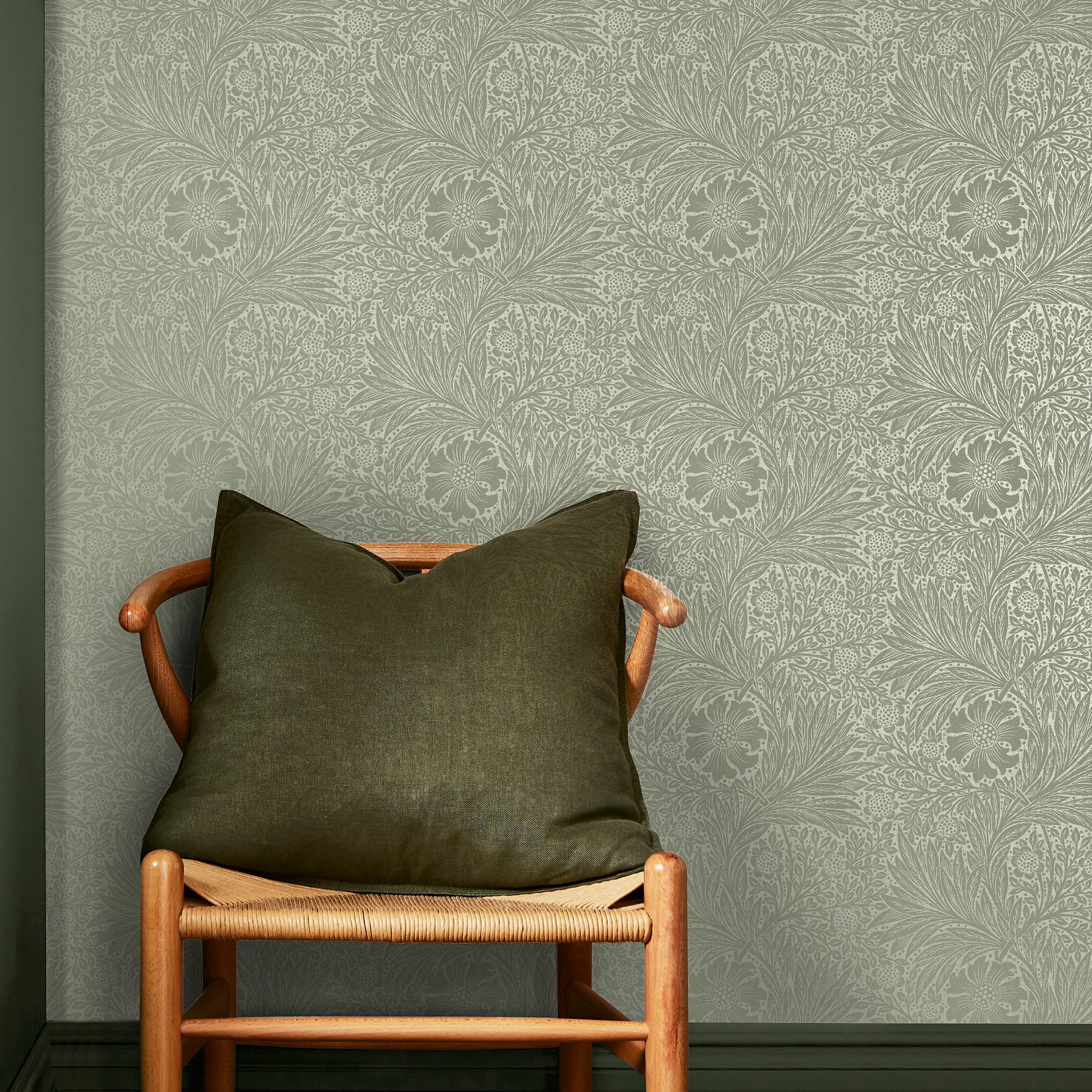 Vliesbehang marigold fibrous sage