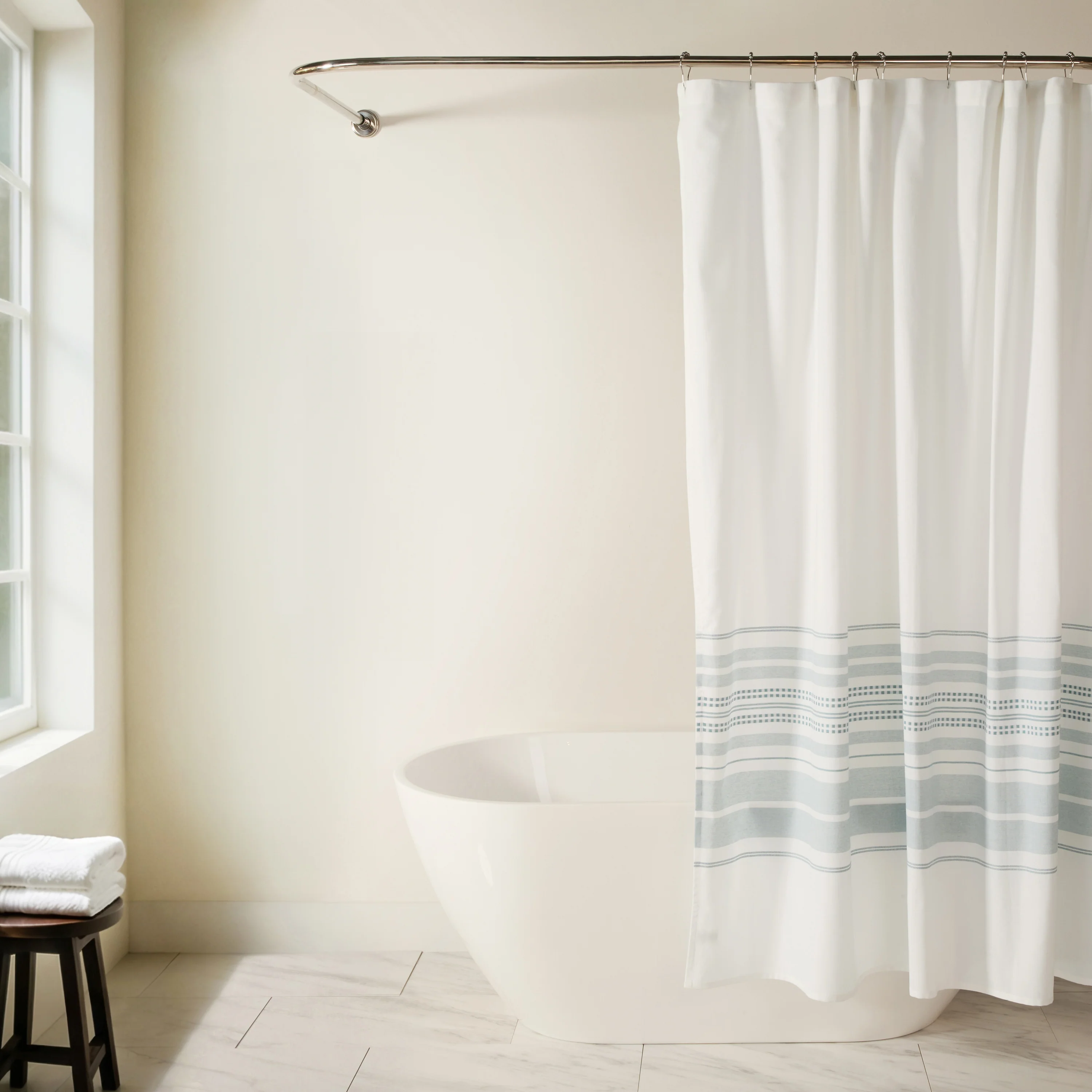 Placement Stripe Patterned Shower Curtain