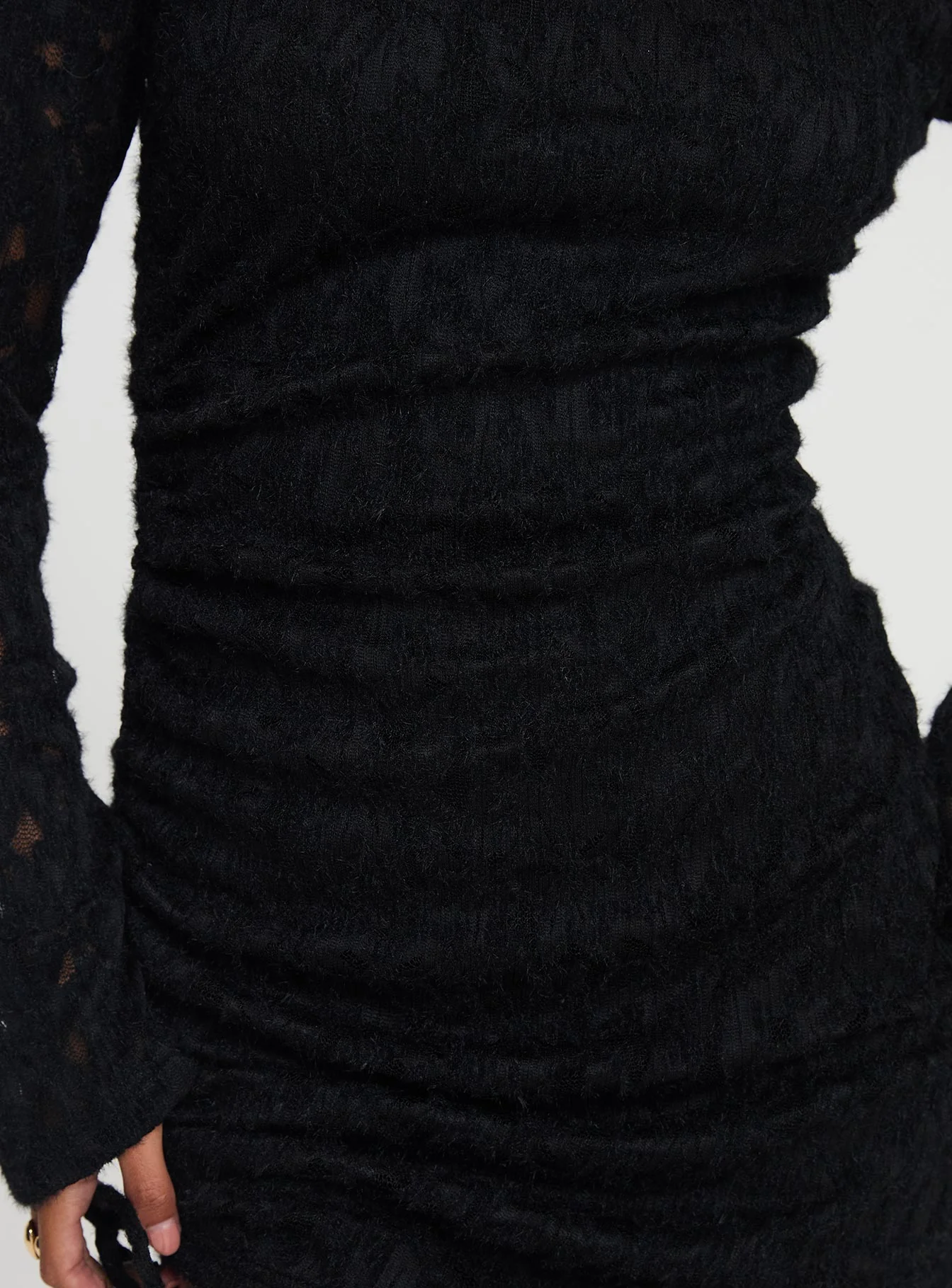 Que Sera Long Sleeve Mini Dress Black