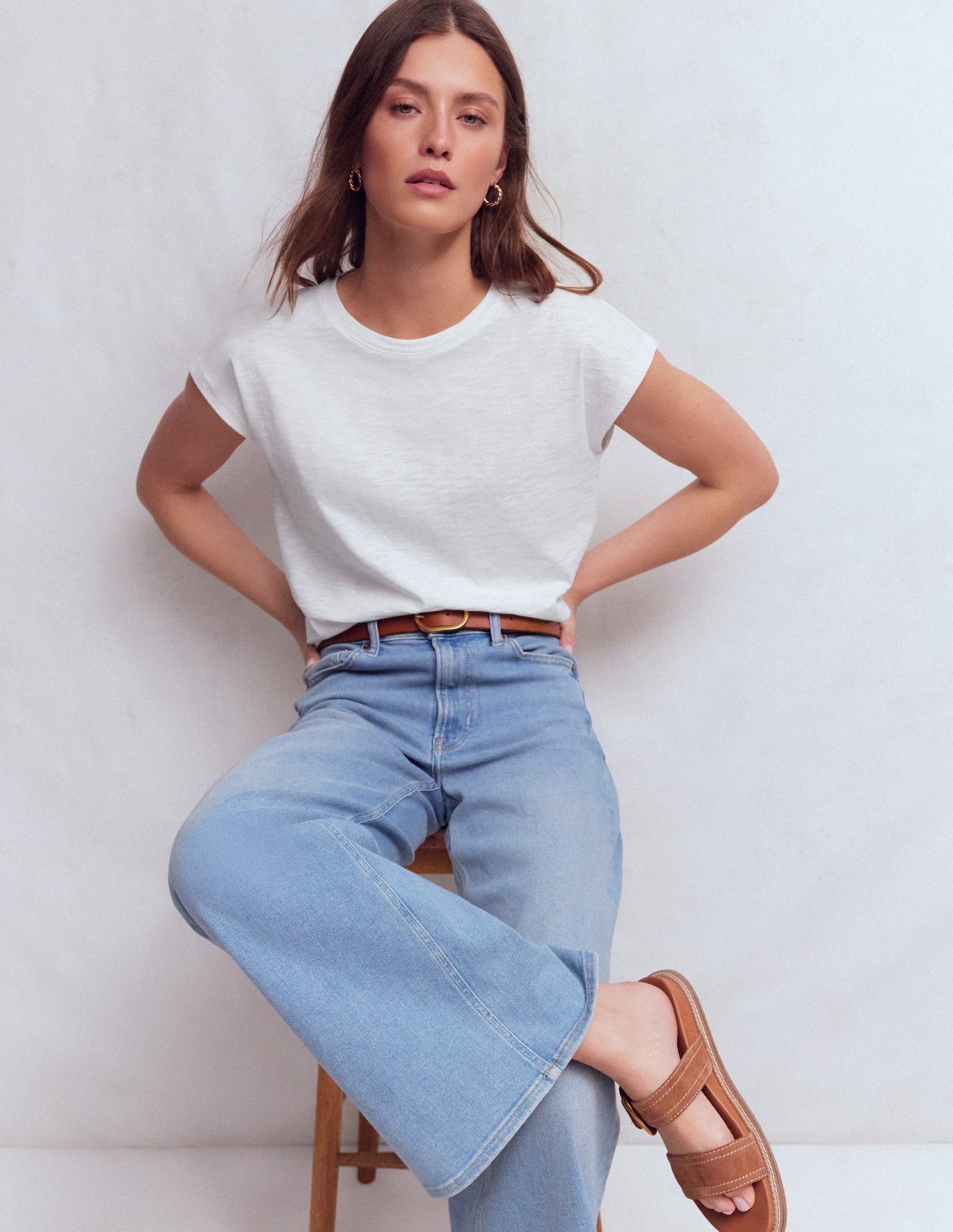 Bedrucktes T-Shirt mit Flammgarn-Weiß