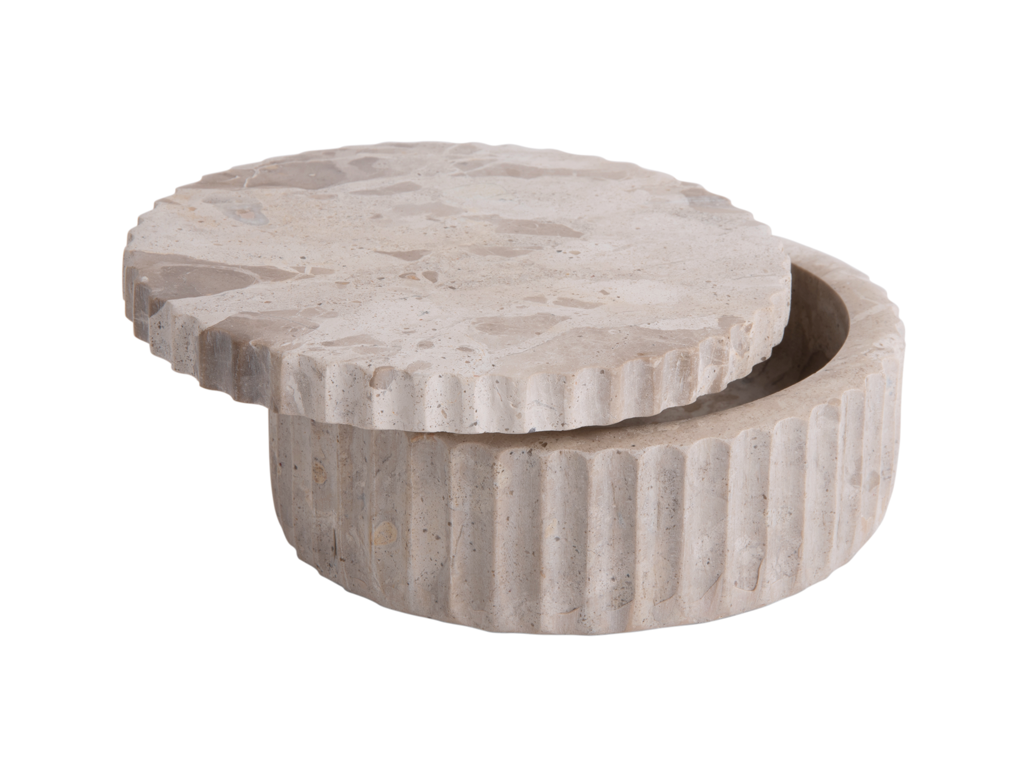 Bowl with lid marble brown