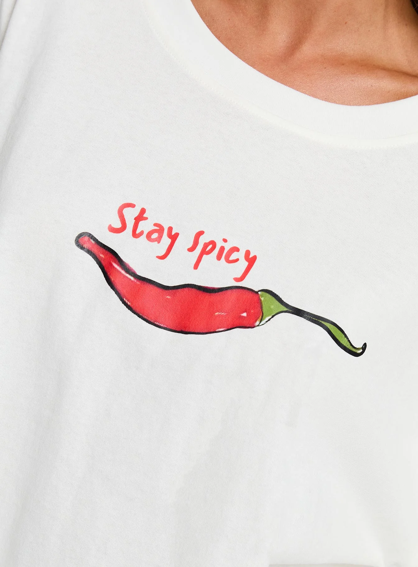 Stay Spicy Graphic Top White