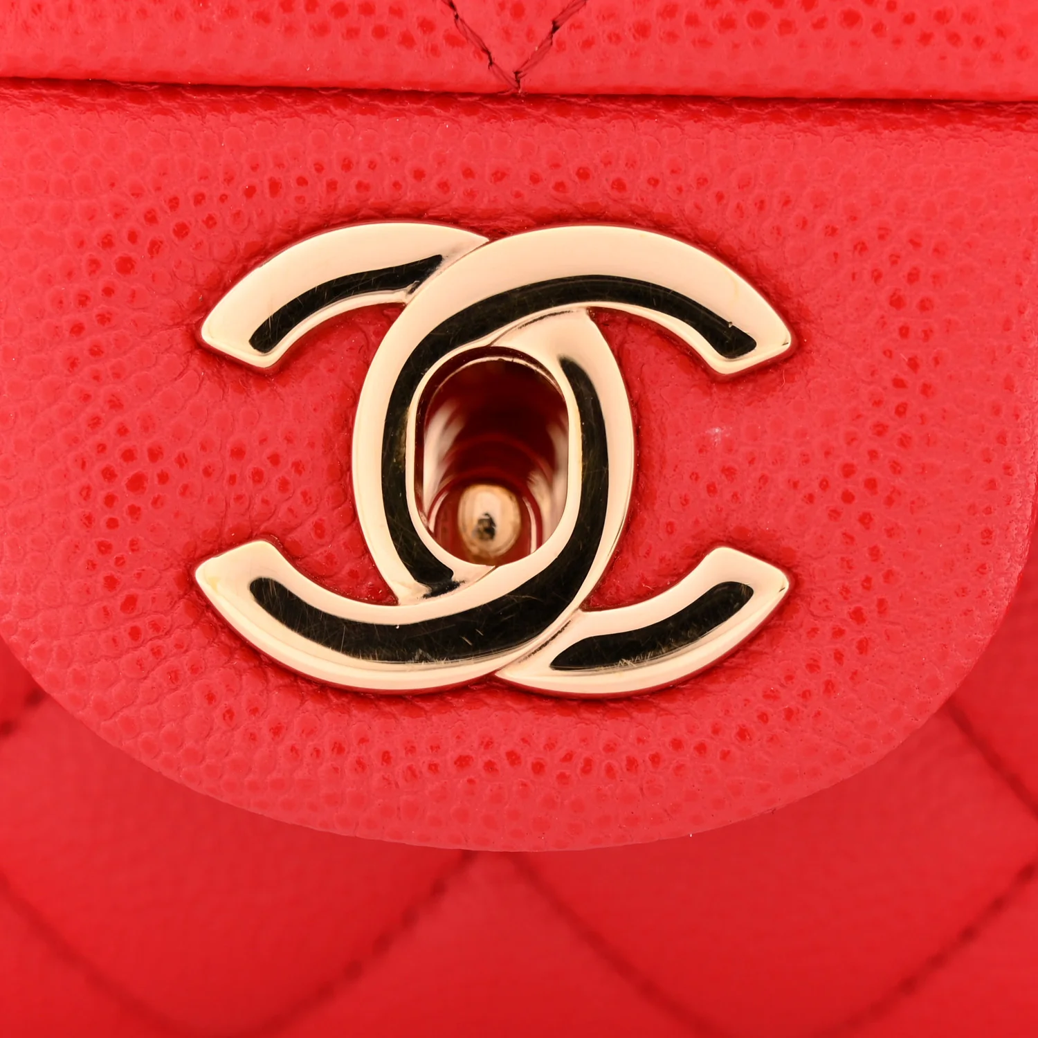 Caviar Quilted Medium Double Flap Red - Top Club