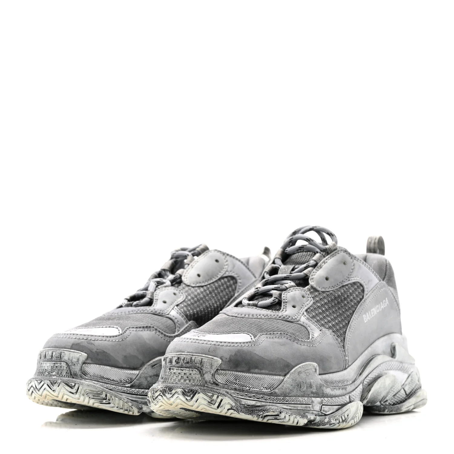 Fabric Mesh Dyed Mens Triple S Sneakers 45 Grey - Top Club