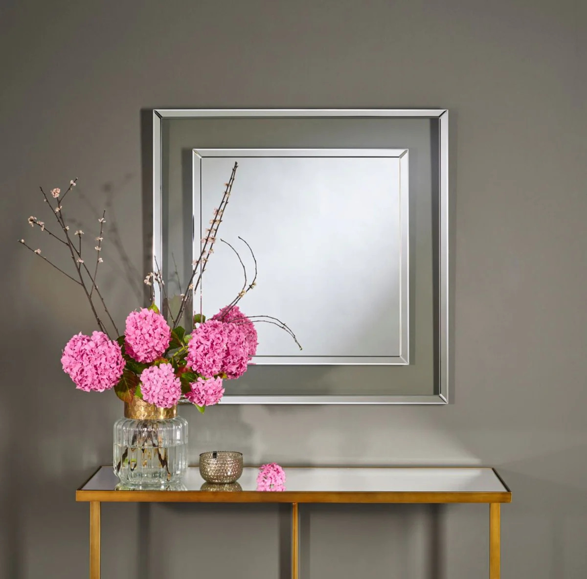 Designer wall mirror 90 x H. 90 cm - living room mirror - cloakroom mirror - luxury furniture