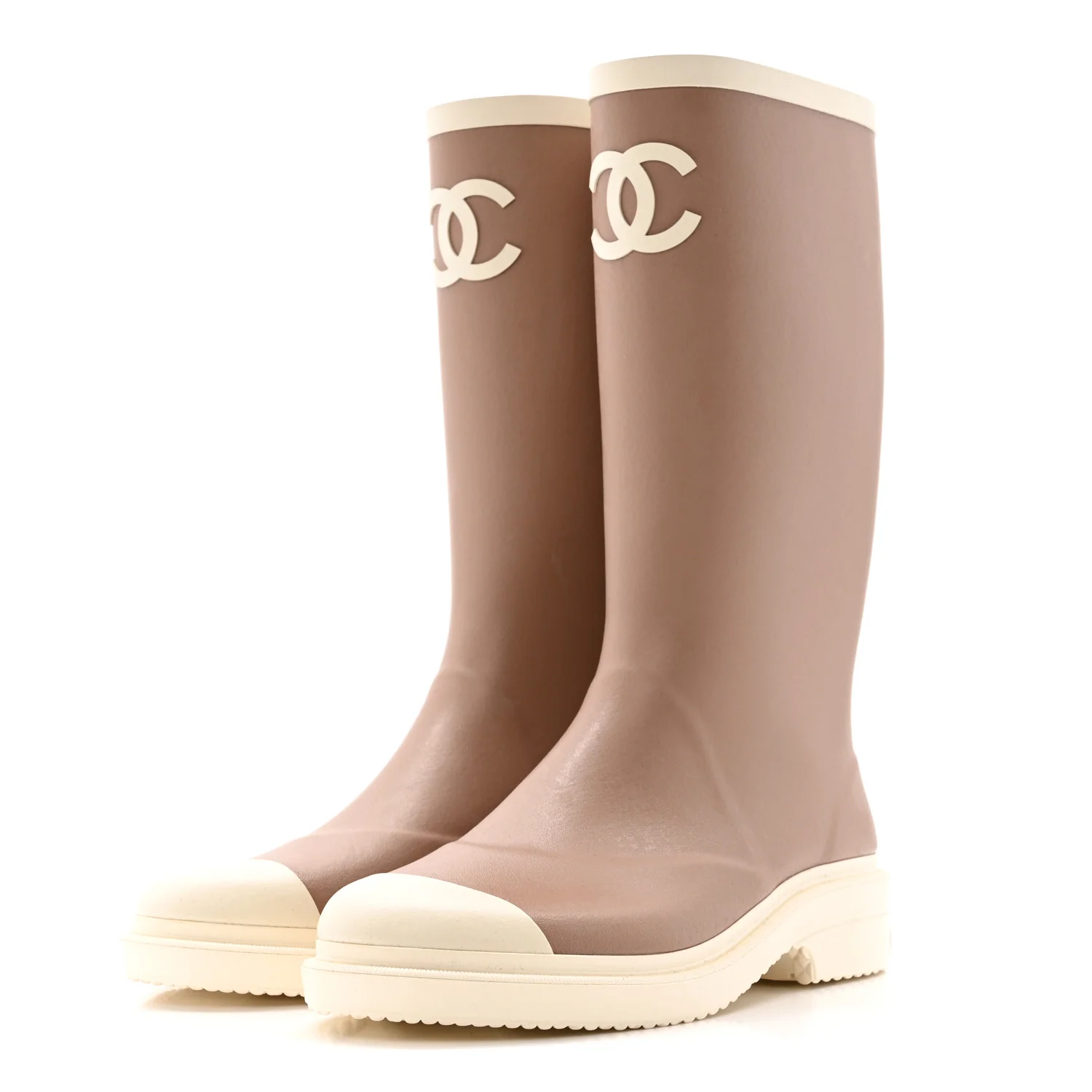 Caoutchouk CC High Boots 38 Beige White - Top Club